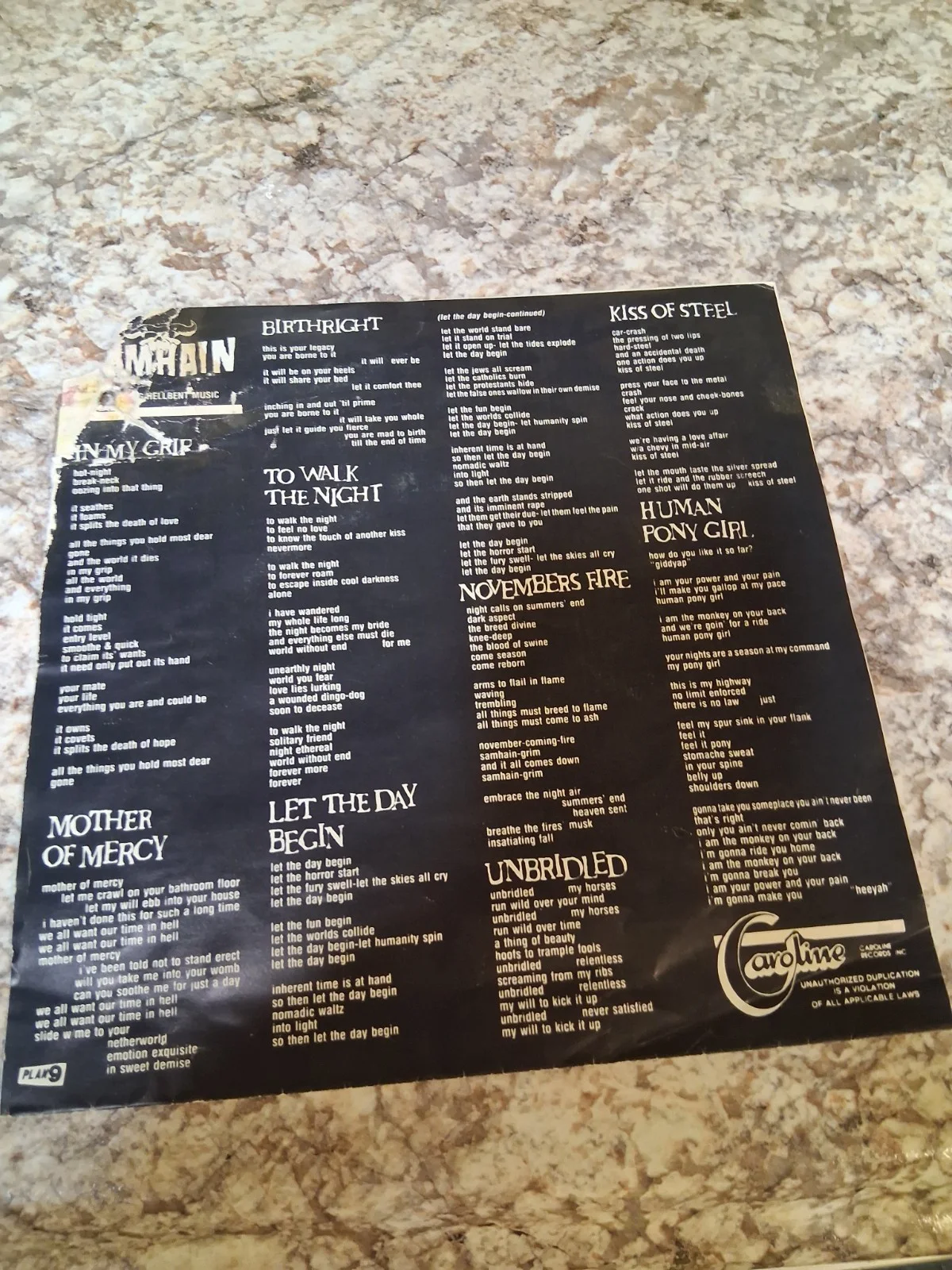 SAMHAIN III November Coming Fire Lp Cover Signed By GLENN DANZIG, image 3