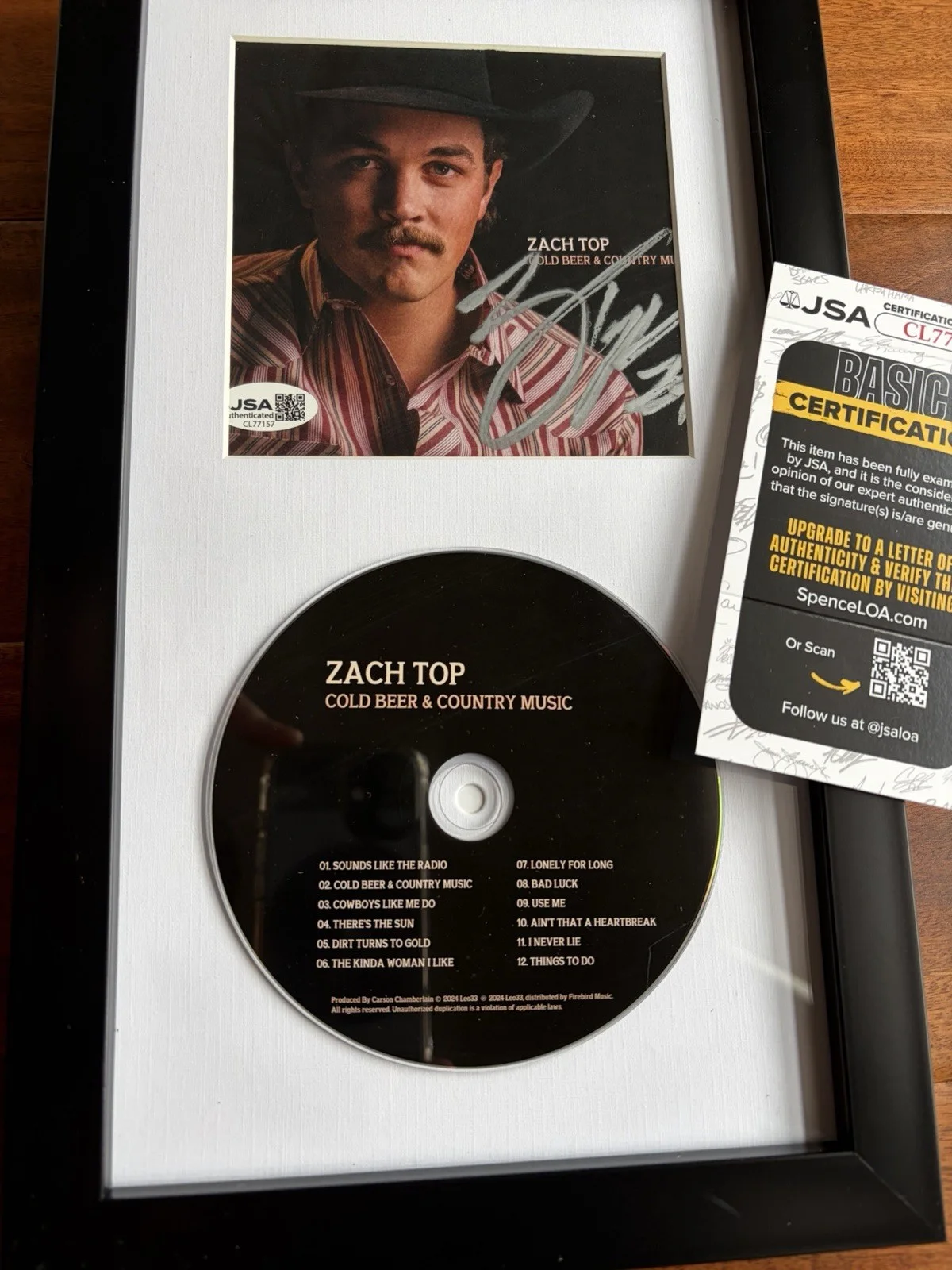 Zach Top Signed CD FRAMED Authenticed Autograph Zach Top Music COA *JSA, image 3