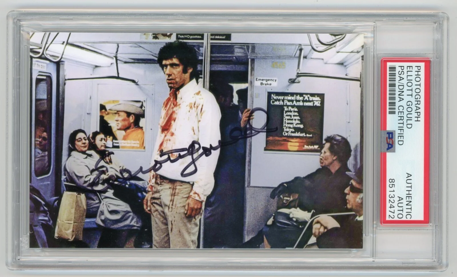 Elliott Gould — ELLIOT GOULD Autographed LITTLE MURDERS Photo- Alfred Bloody Subway Car -PSA