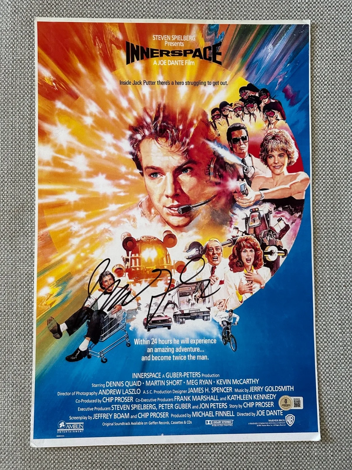 Martin Short — 12x18 Innerspace 1987 Movie Photo/Poster Signed Martin Short Beckett BAS READ AD