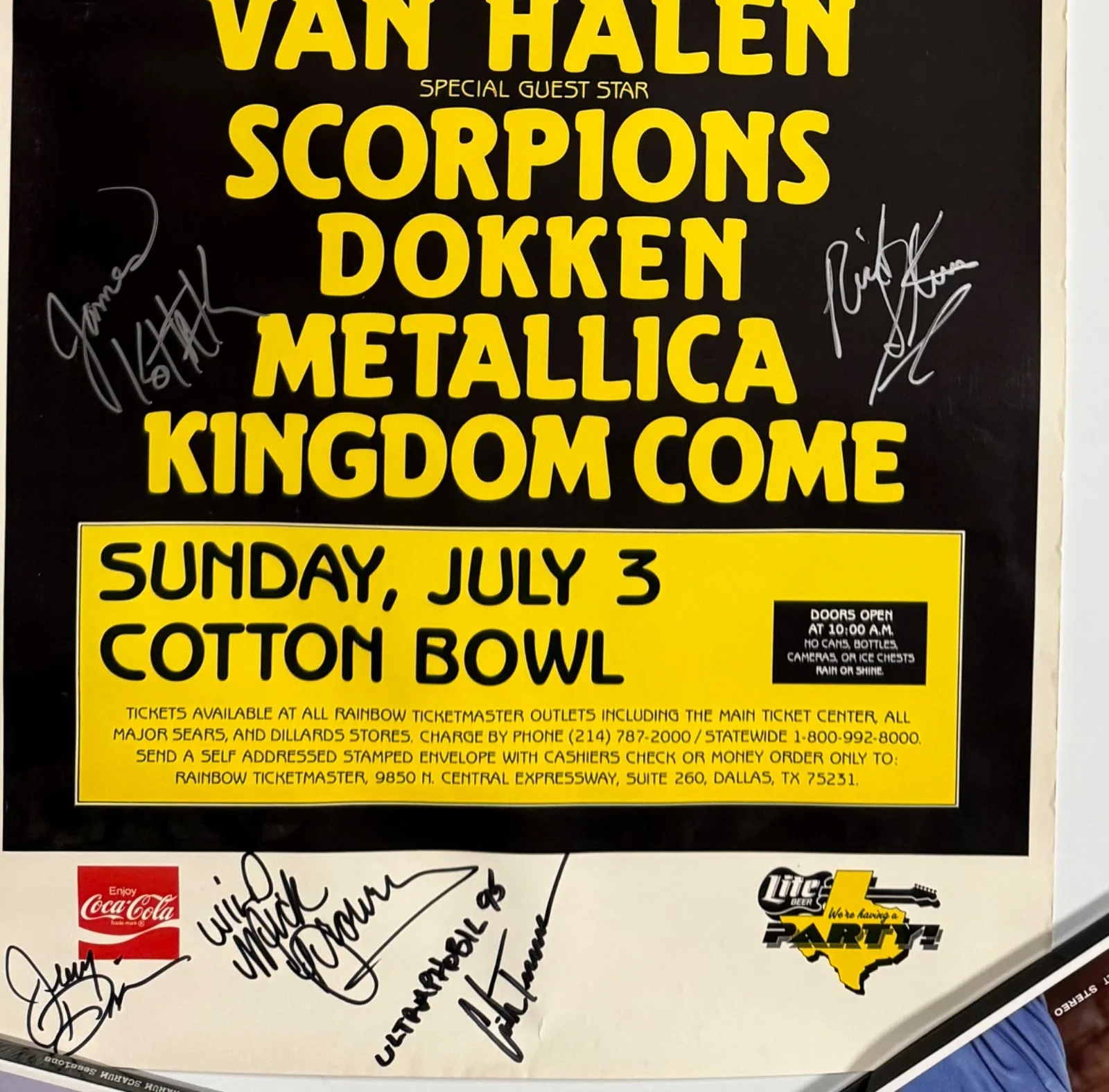 Dokken Signed JSA Autograph 24" x 18" Concert Poster Monsters Of Rock, изображение 3