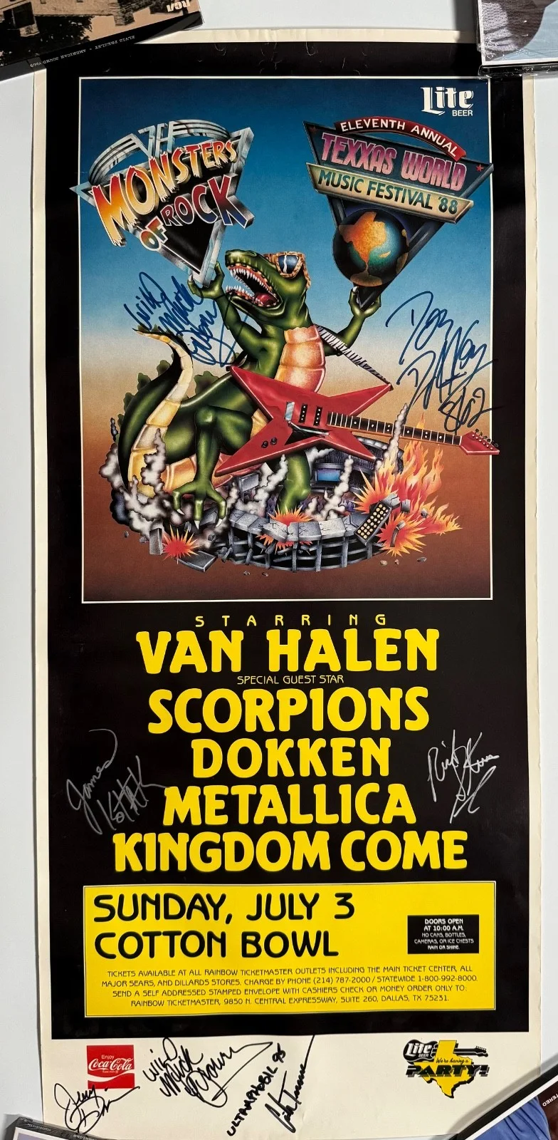 Dokken Signed JSA Autograph 24" x 18" Concert Poster Monsters Of Rock, изображение 5