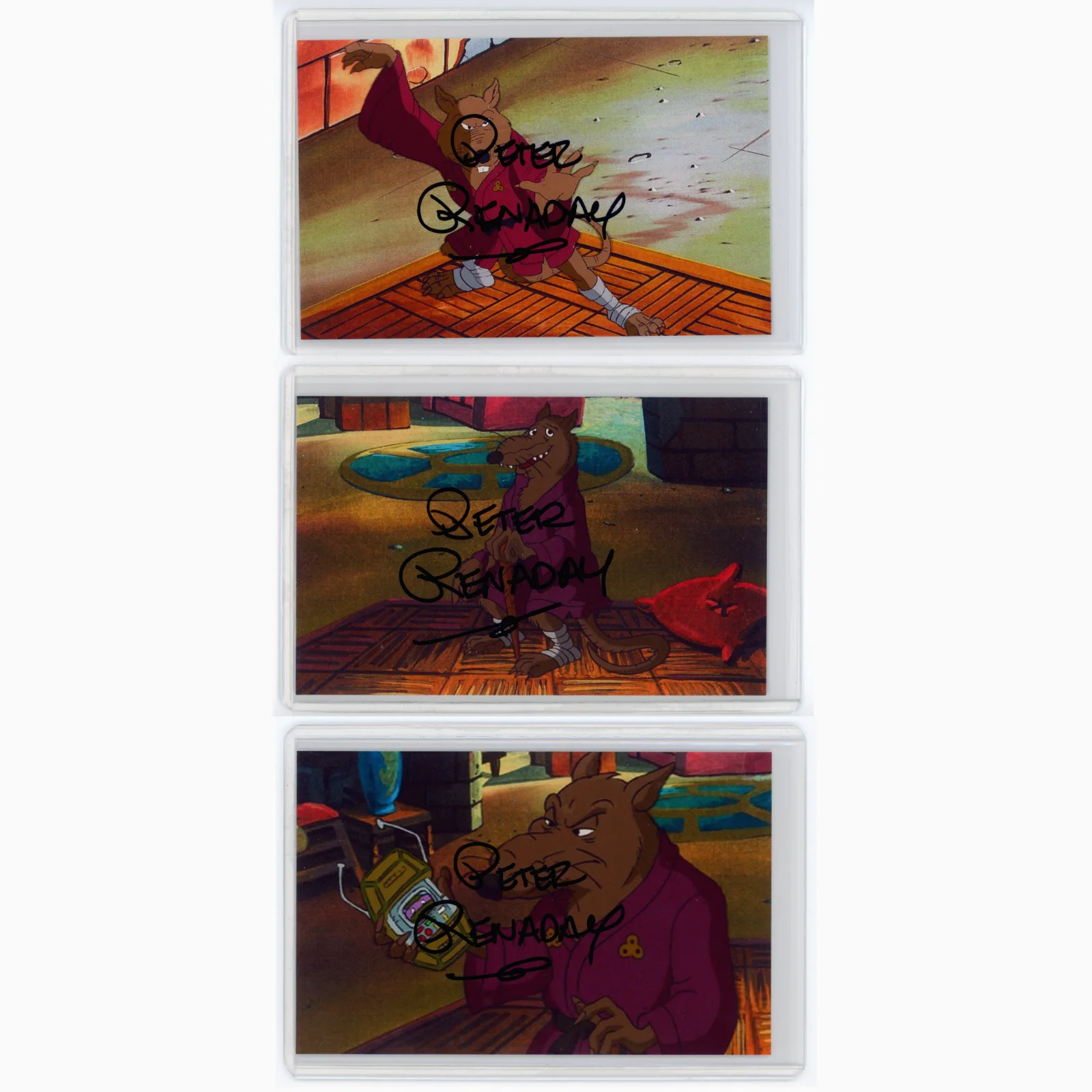 Peter Renaday — Peter Renaday Signed 3 Photo Lot - Splinter Teenage Mutant Ninja Turtles TMNT