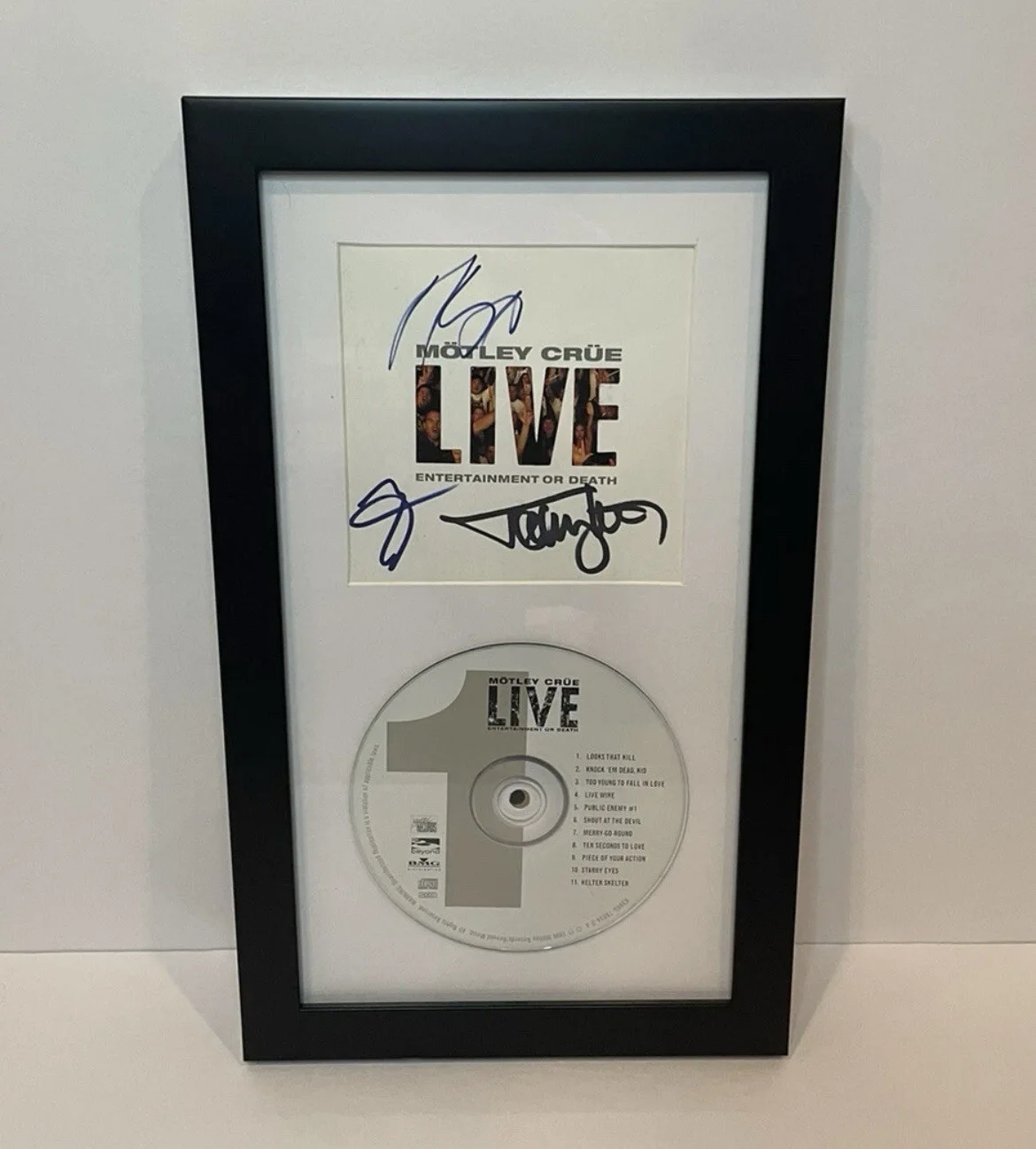 Motley Crue Signed Live Entertainment Or Death CD Nikki Sixx Vince Tommy JSA COA, image 2
