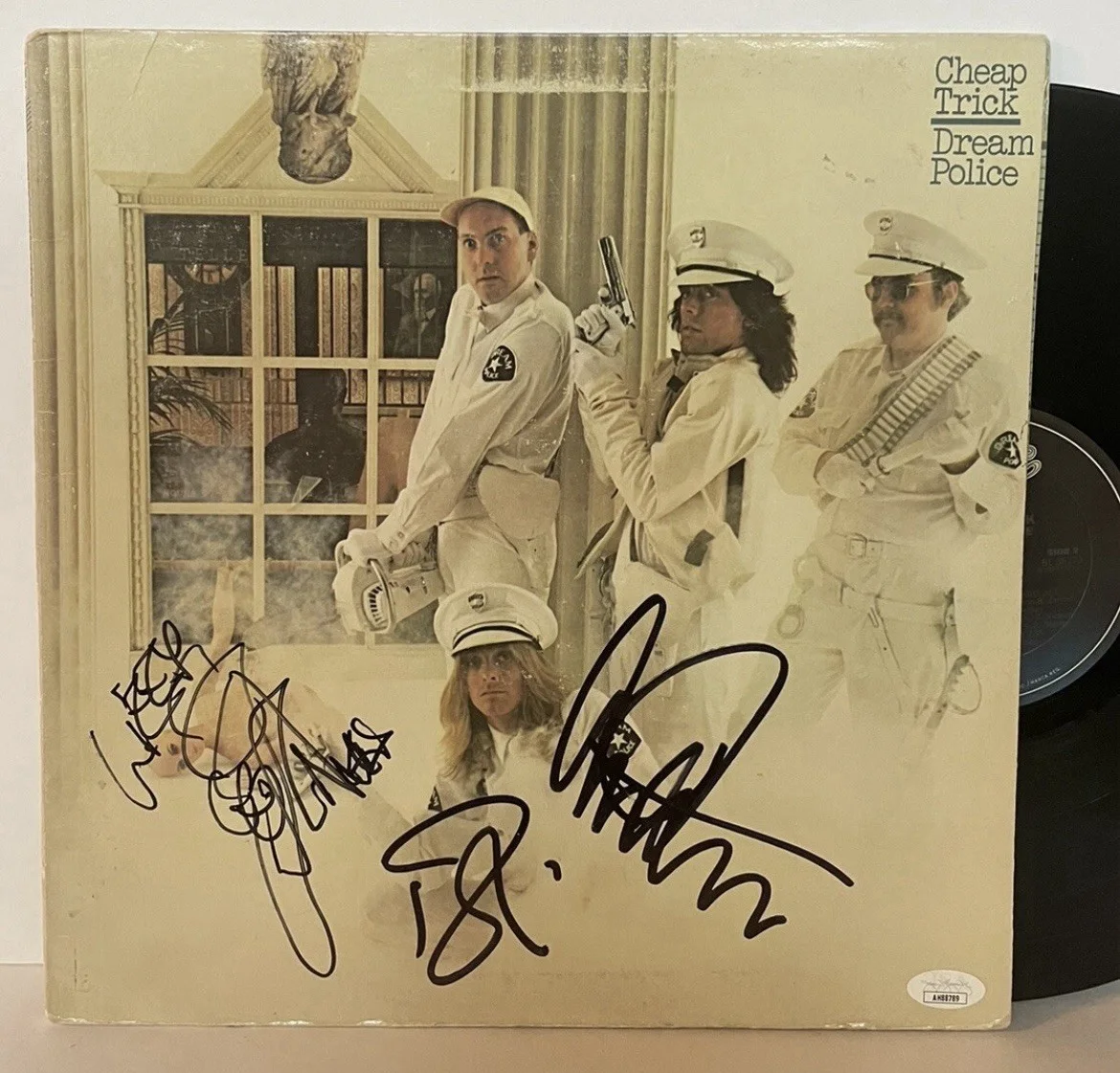 Cheap Trick Signed Dream Police Vinyl Album Record x3 Rick Tom Robin JSA COA, изображение 2