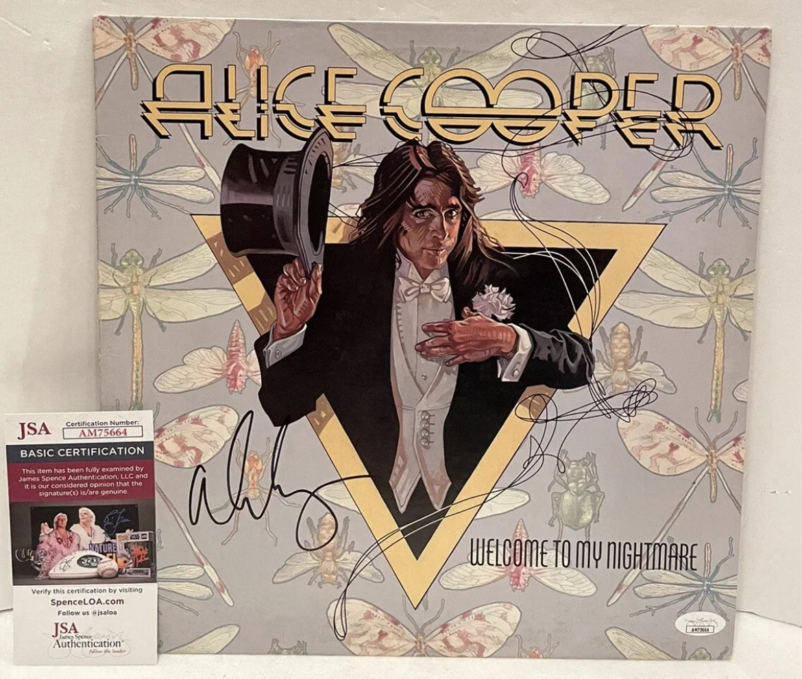 Alice Cooper Signed Autographed Welcome to My Nightmare Vinyl Album JSA COA, изображение 2