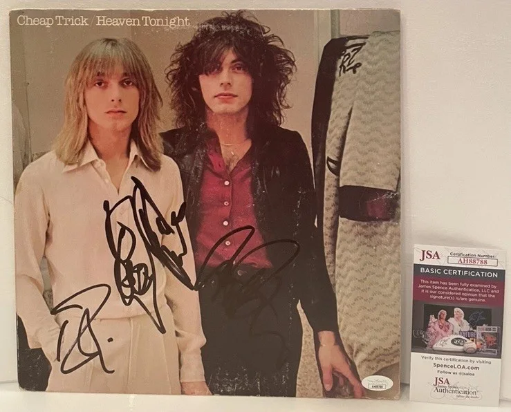 Cheap Trick Signed Heaven Tonight Vinyl Album Record x3 Rick Tom Robin JSA COA, изображение 2