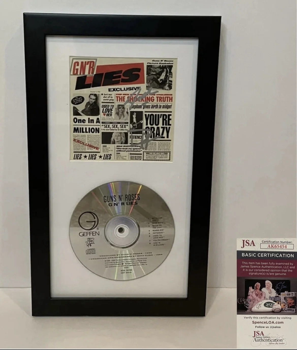 Guns N Roses Signed GnR Lies CD Cover Duff Mckagan Steven Adler Framed JSA COA, image 2