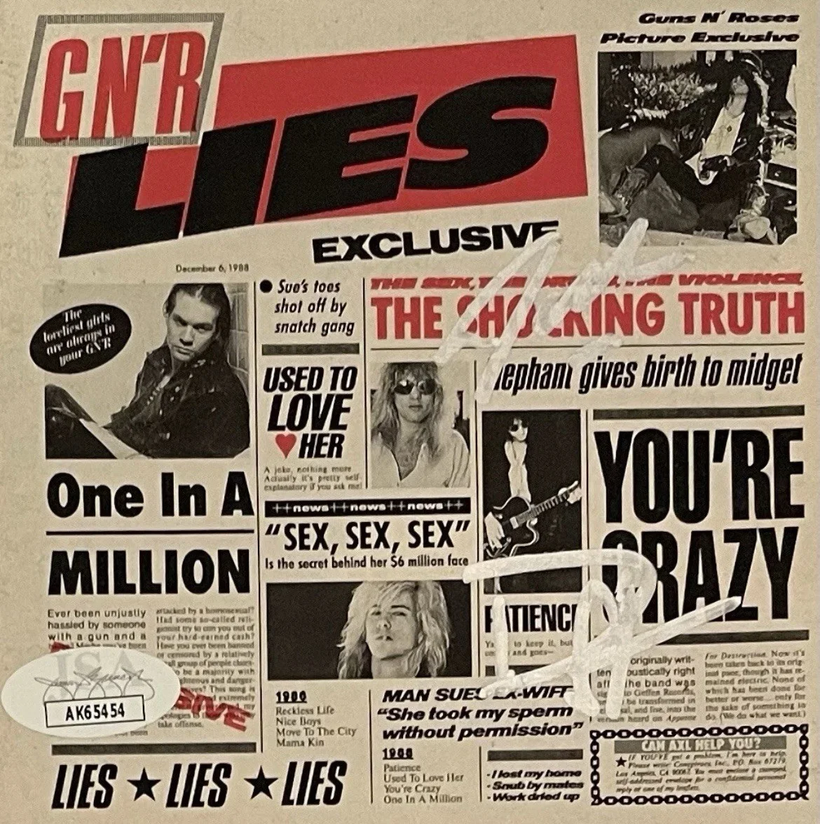 Guns N Roses Signed GnR Lies CD Cover Duff Mckagan Steven Adler Framed JSA COA, image 4