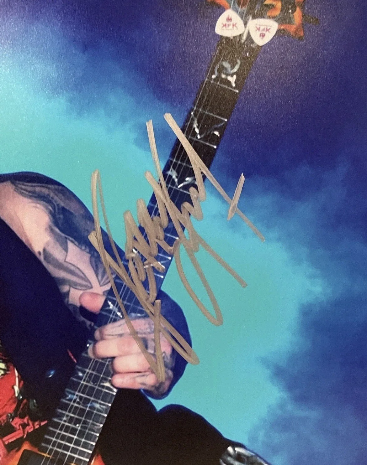 Kerry King Slayer Signed 8x12 Photo Metal JSA COA Rare, image 3