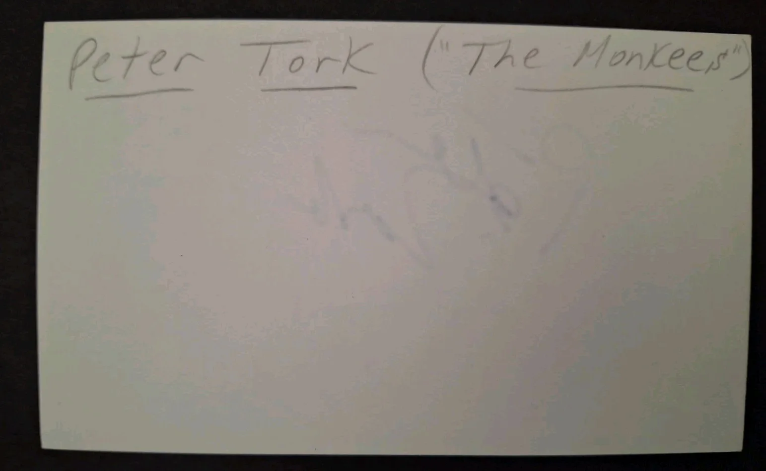 PETER TORK - " THE MONKEES " Bassist Keyboard - SIGNED 3x5 Index Card W/PROOF, image 2