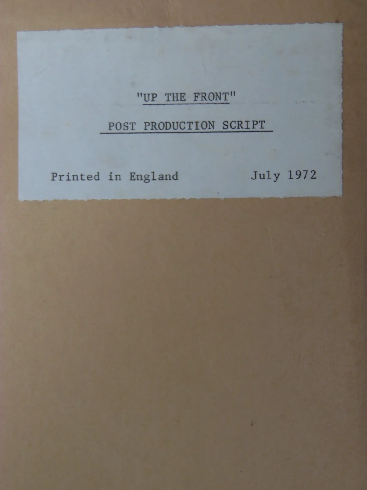 Vintage Frankie Howerd "UP THE FRONT" Genuine Original Release Movie Script 1972, image 2