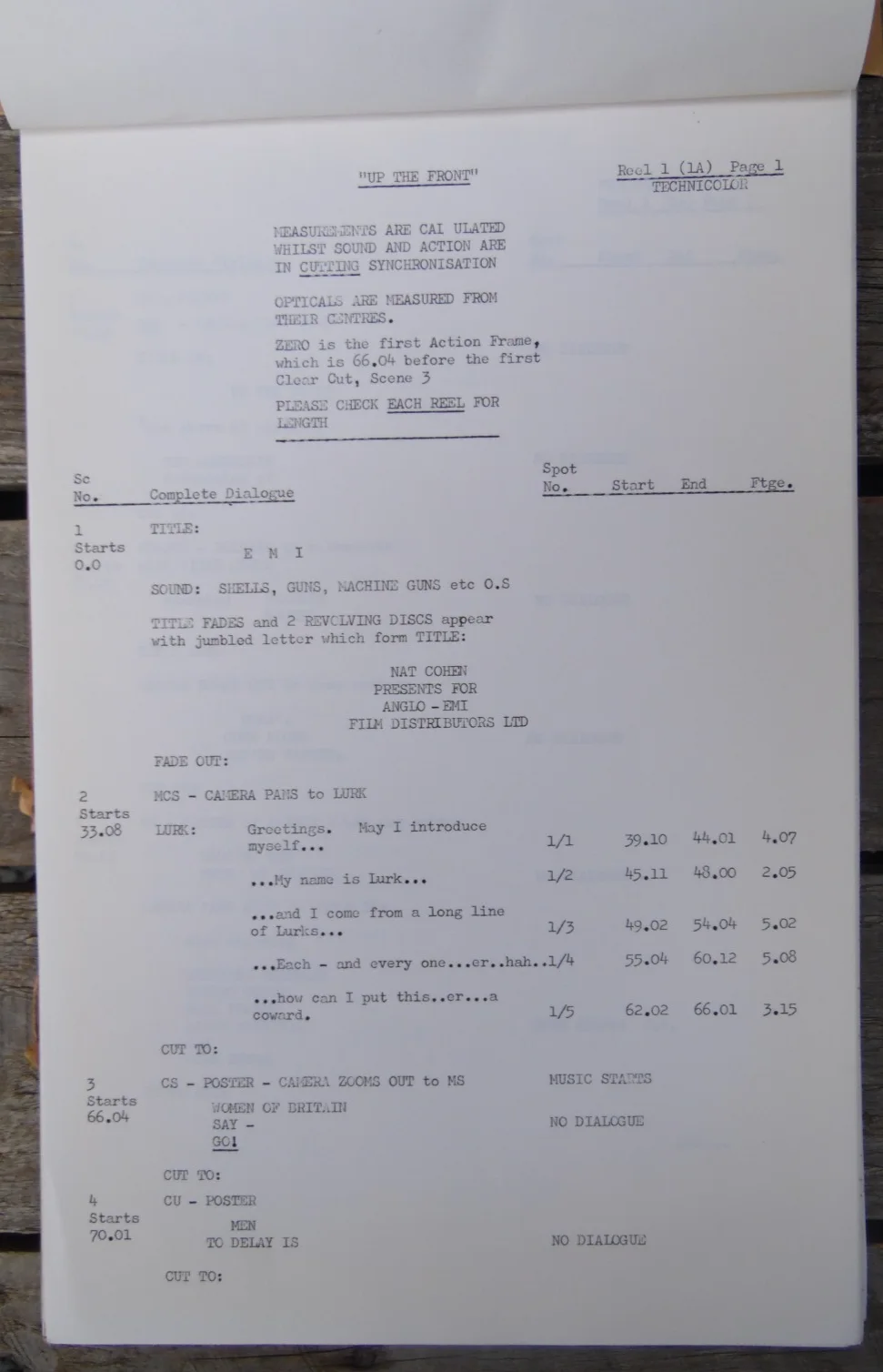 Vintage Frankie Howerd "UP THE FRONT" Genuine Original Release Movie Script 1972, image 4