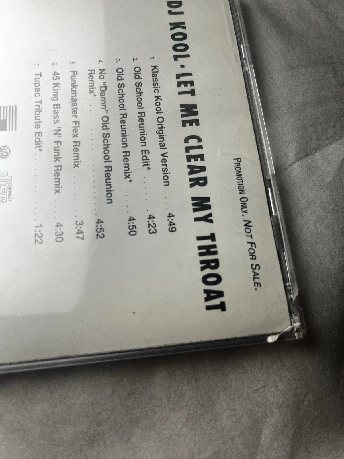 WHITE LABEL DJ KOOL -LET ME CLEAR MY THROAT PROMO-- 1996 Promotional HIP-HOP CD, изображение 5