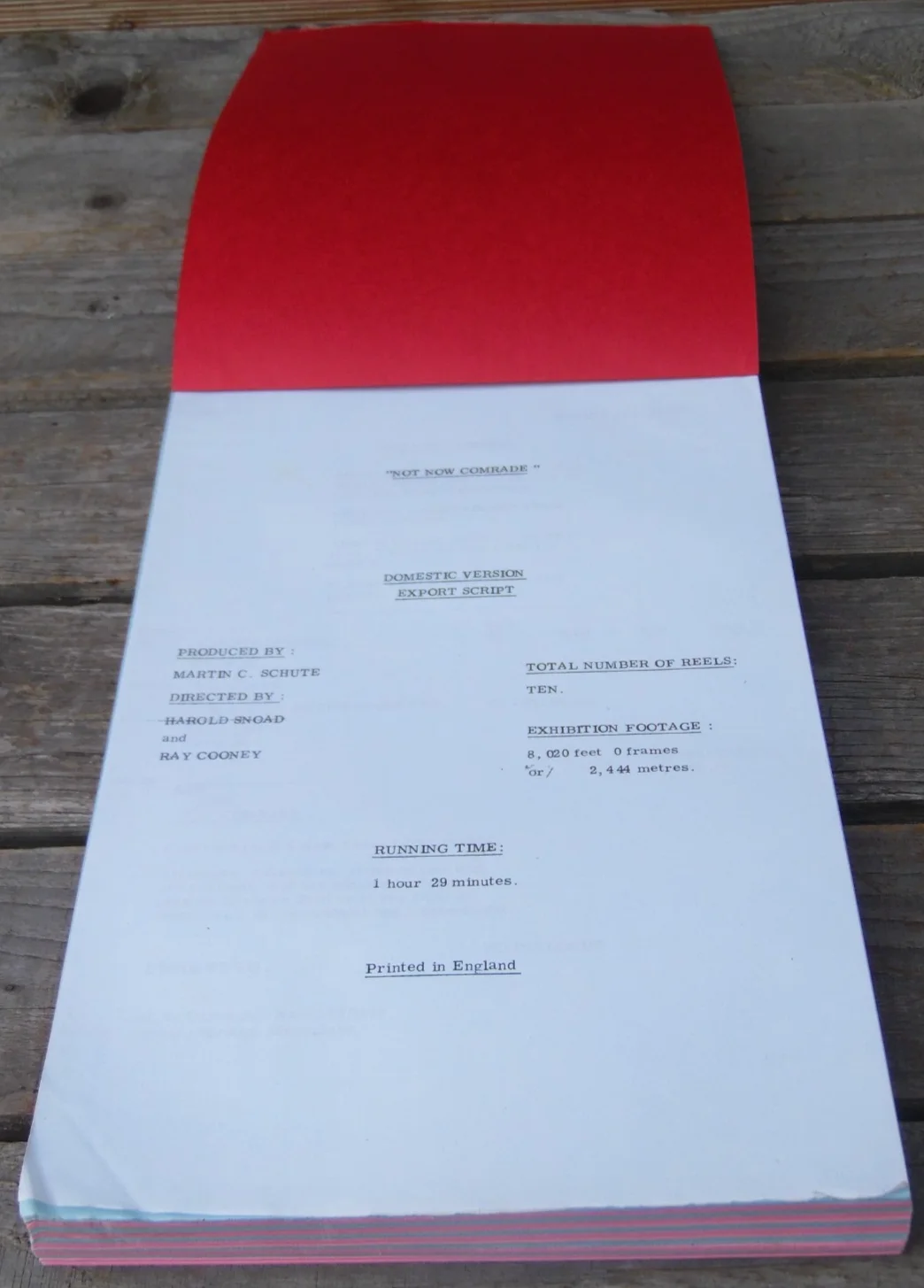 Vintage "NOT NOW COMRADE" Genuine Original Release Movie Script 1976, image 5