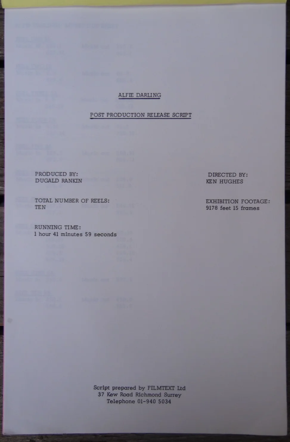 Vintage "ALFIE DARLING" Genuine Original Release Movie Script 1975, изображение 2