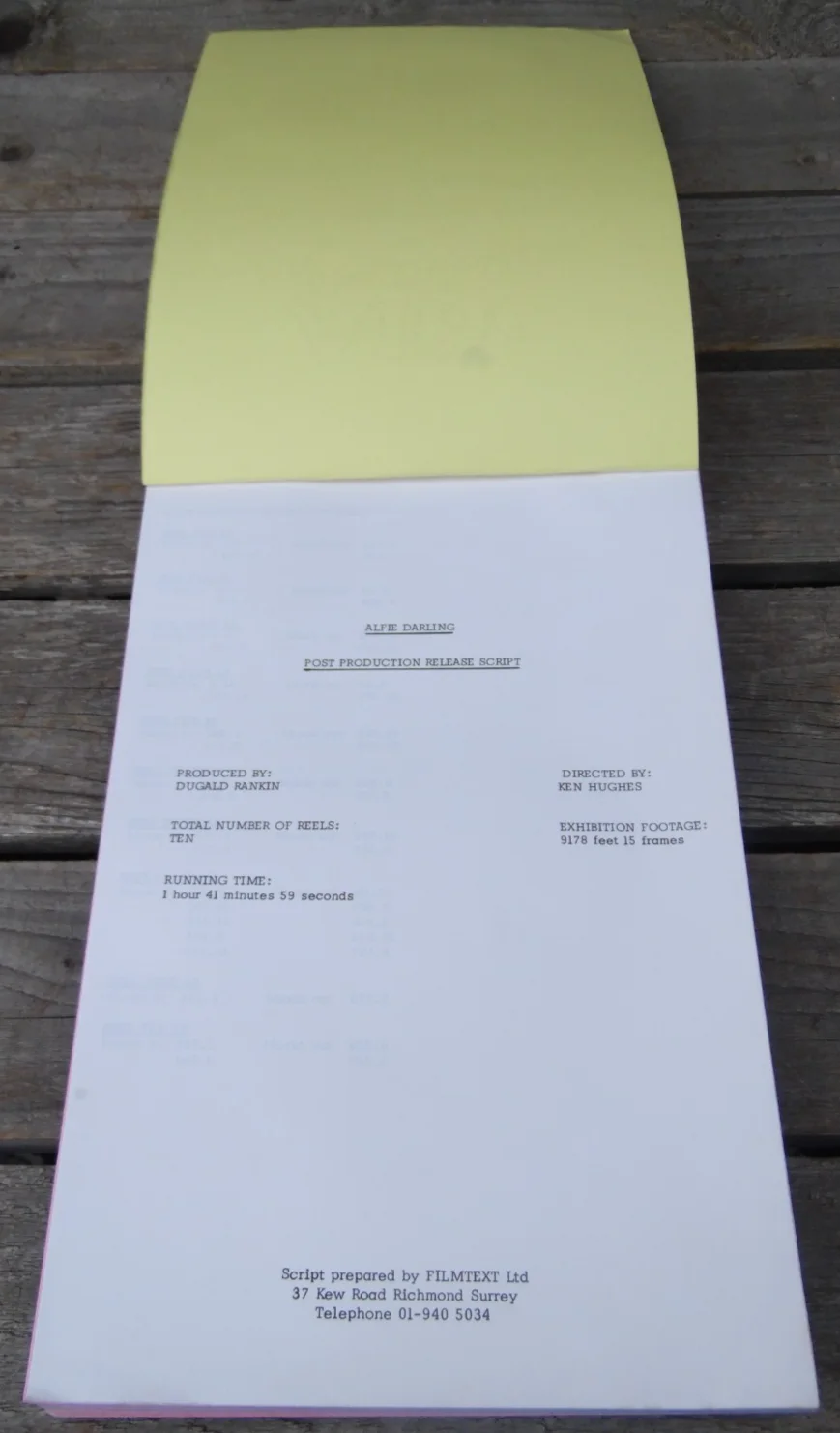Vintage "ALFIE DARLING" Genuine Original Release Movie Script 1975, изображение 3