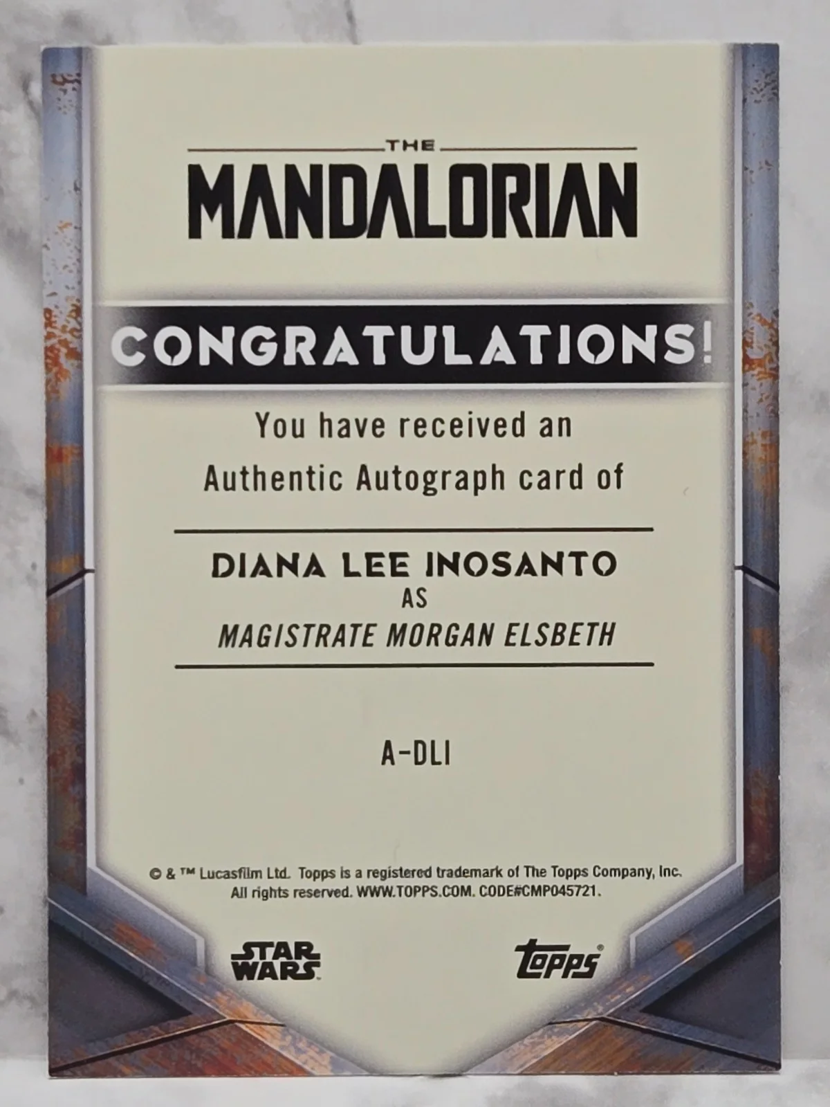 Diana Lee Inosanto — Diana Lee Inosanto / Morgan Elsbeth A-DLI auto 2021 Topps Mandalorian Season 2, изображение 2