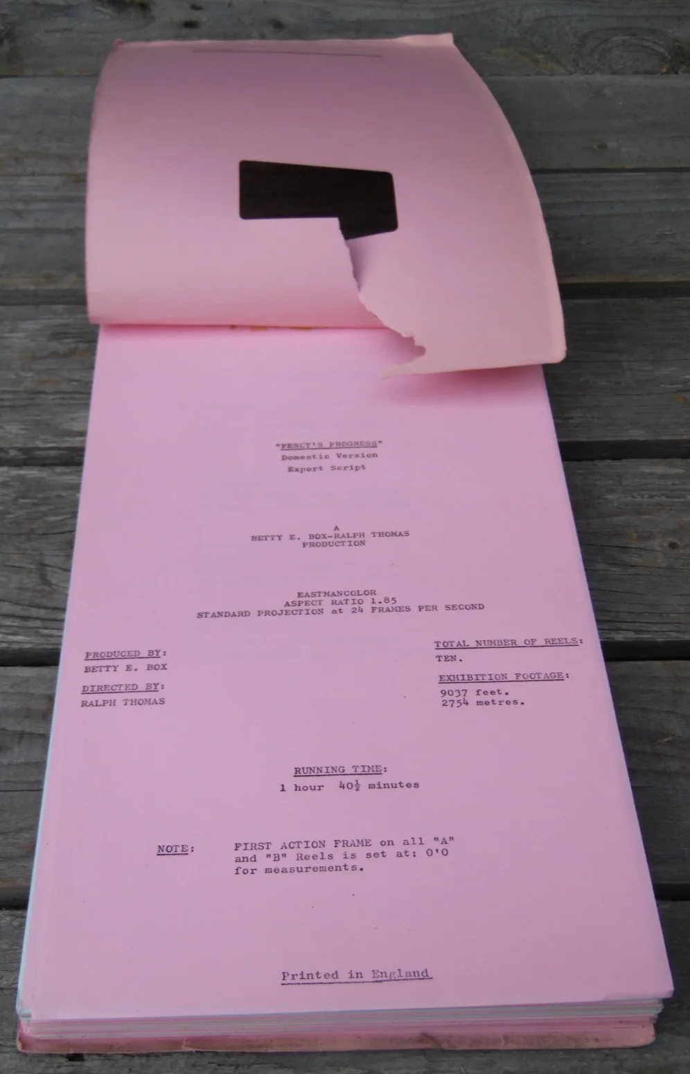 Vintage "PERCYS PROGRESS" Original Domestic Version Export Movie Script 1974, image 2