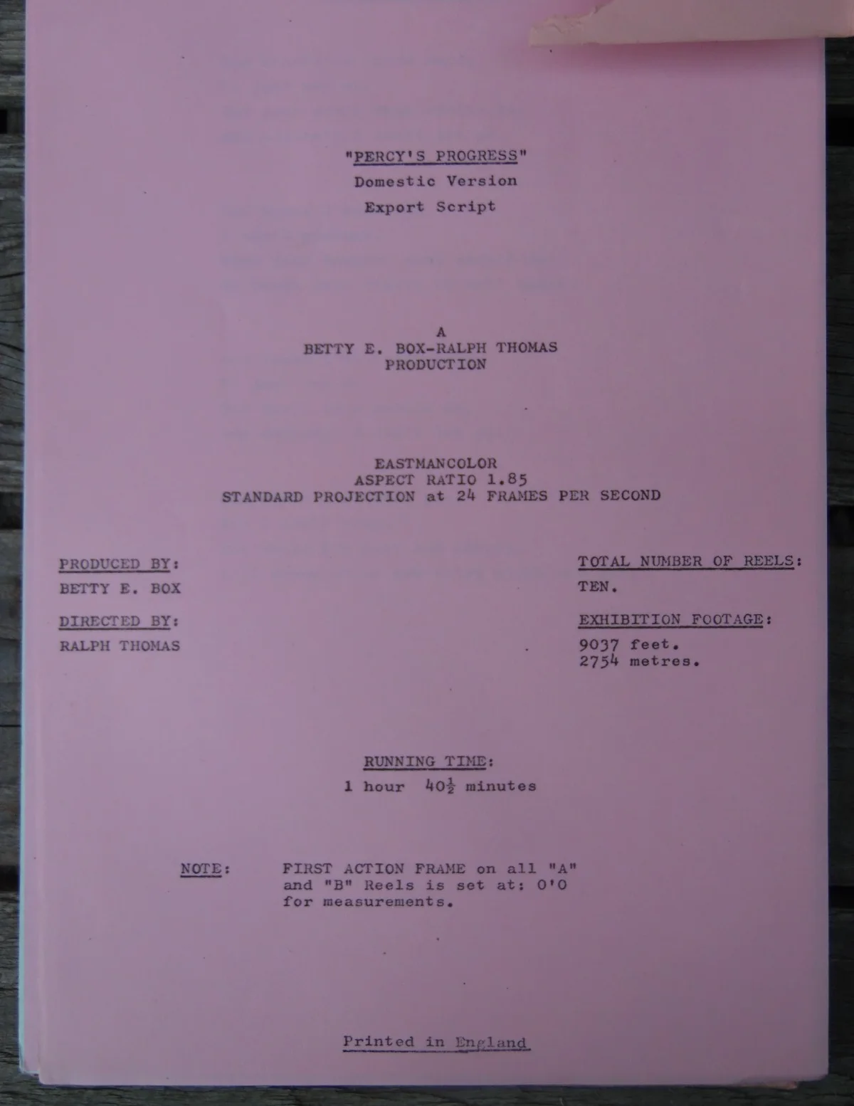 Vintage "PERCYS PROGRESS" Original Domestic Version Export Movie Script 1974, image 4