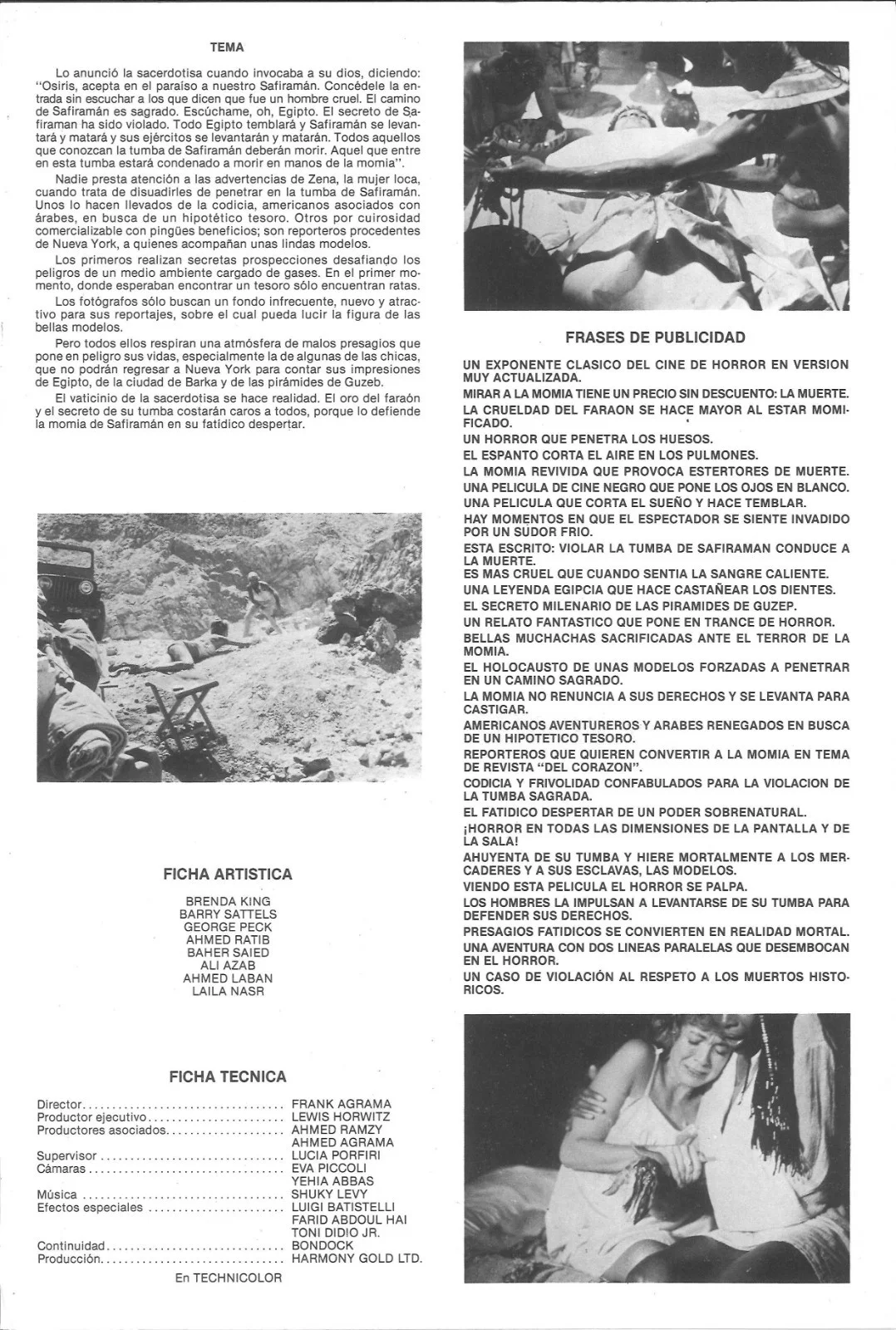 EL DESPERTAR DE LA MOMIA (1) / ORIGINAL SPANISH PRESS SHEET, image 2