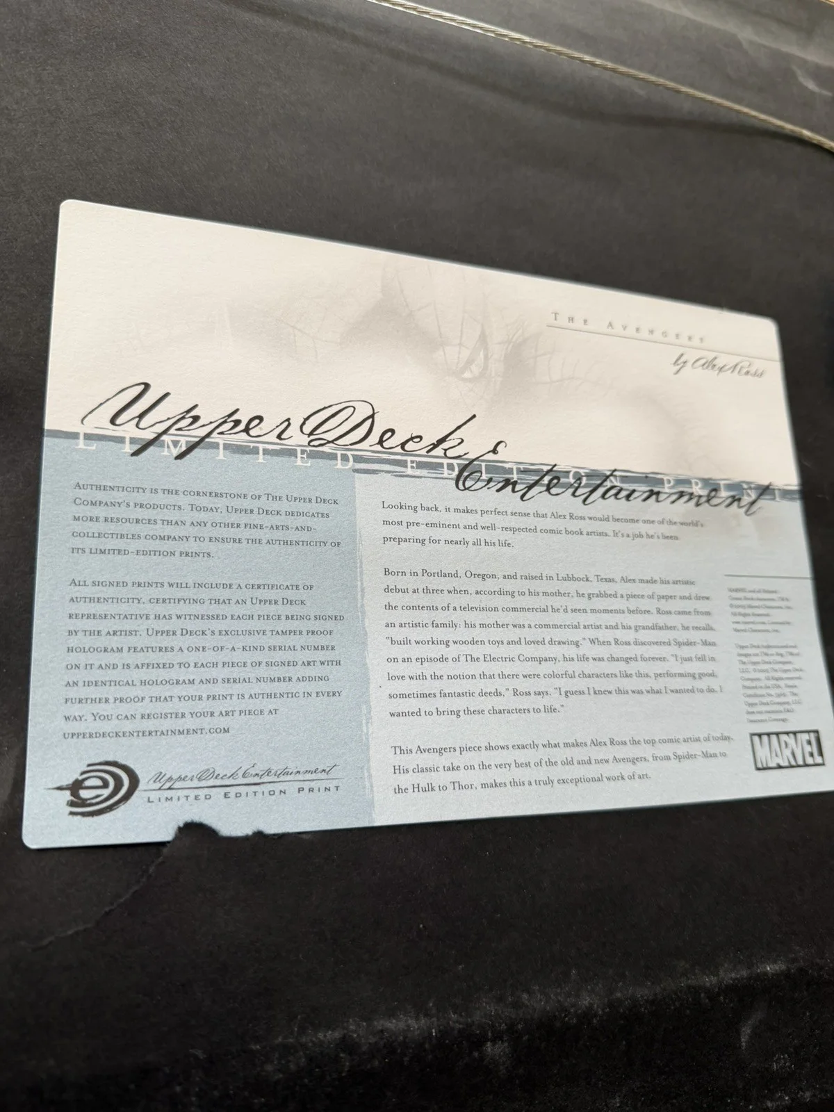 Alex Ross — Alex Ross Hand Signed Upper Deck 44x17 Canvas The Avengers Marvel UDA 104/250, изображение 2
