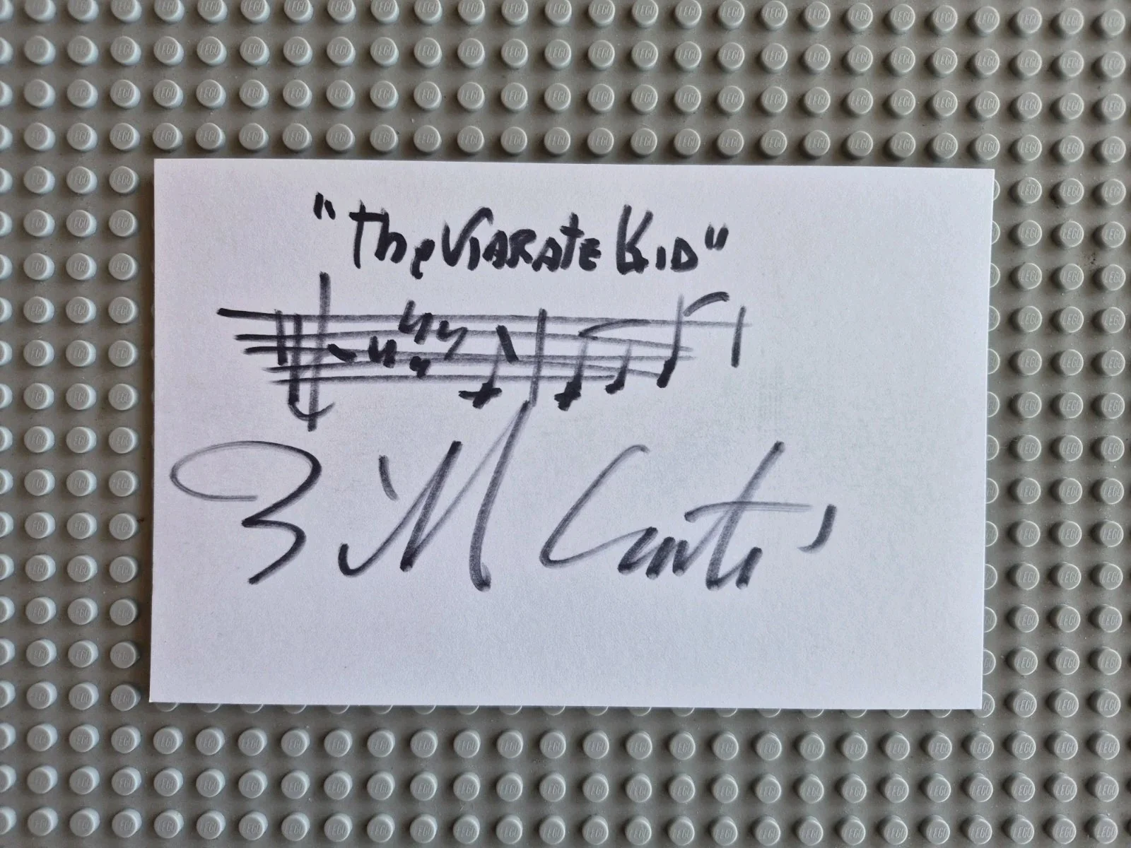 Bill Conti signed, autographed, musical quote from " The Karate Kid " 4x6, изображение 2