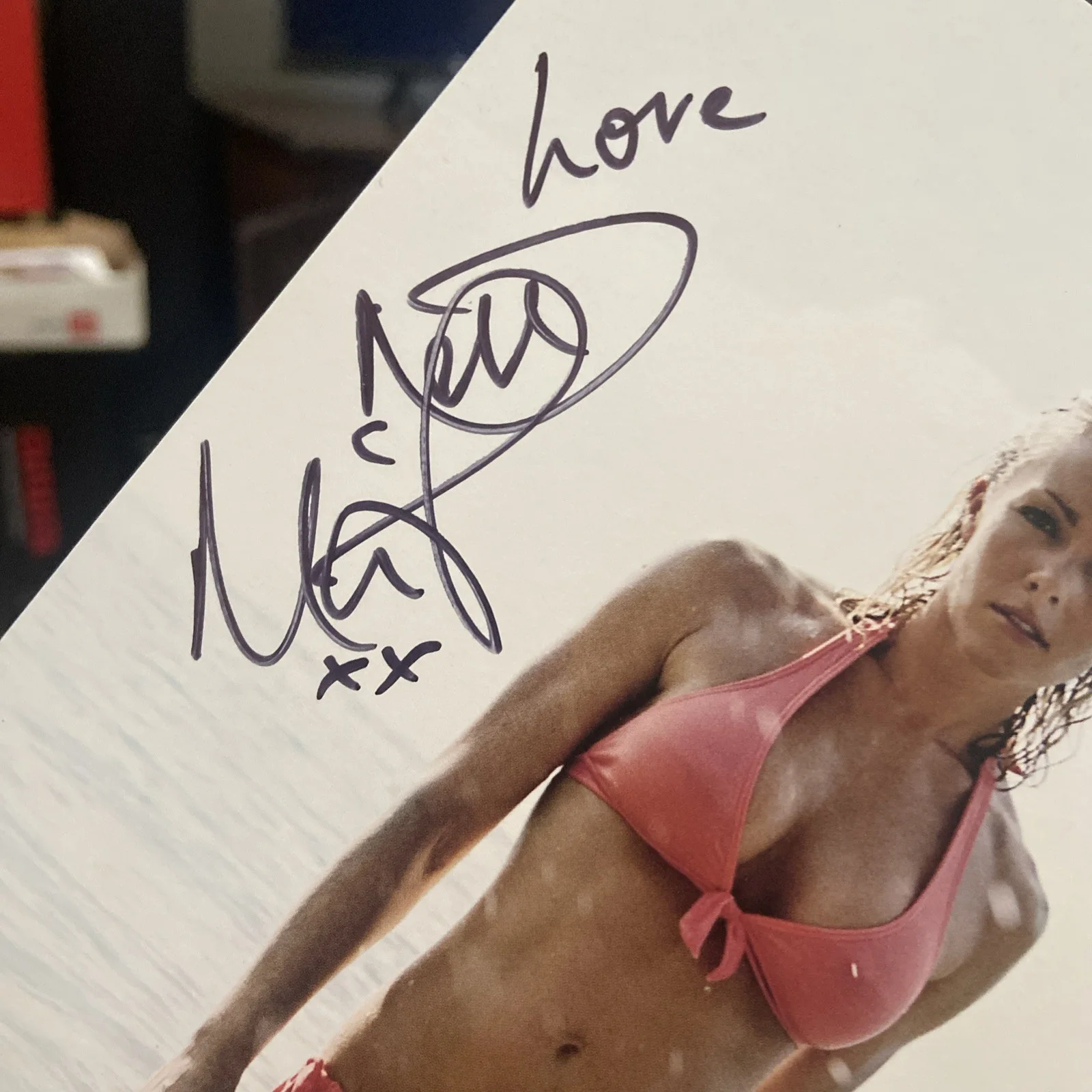 Nell McAndrew — Nell McAndrew autograph signed 6 by 8 1/4 inch promo postcard hot Twice signed, изображение 2