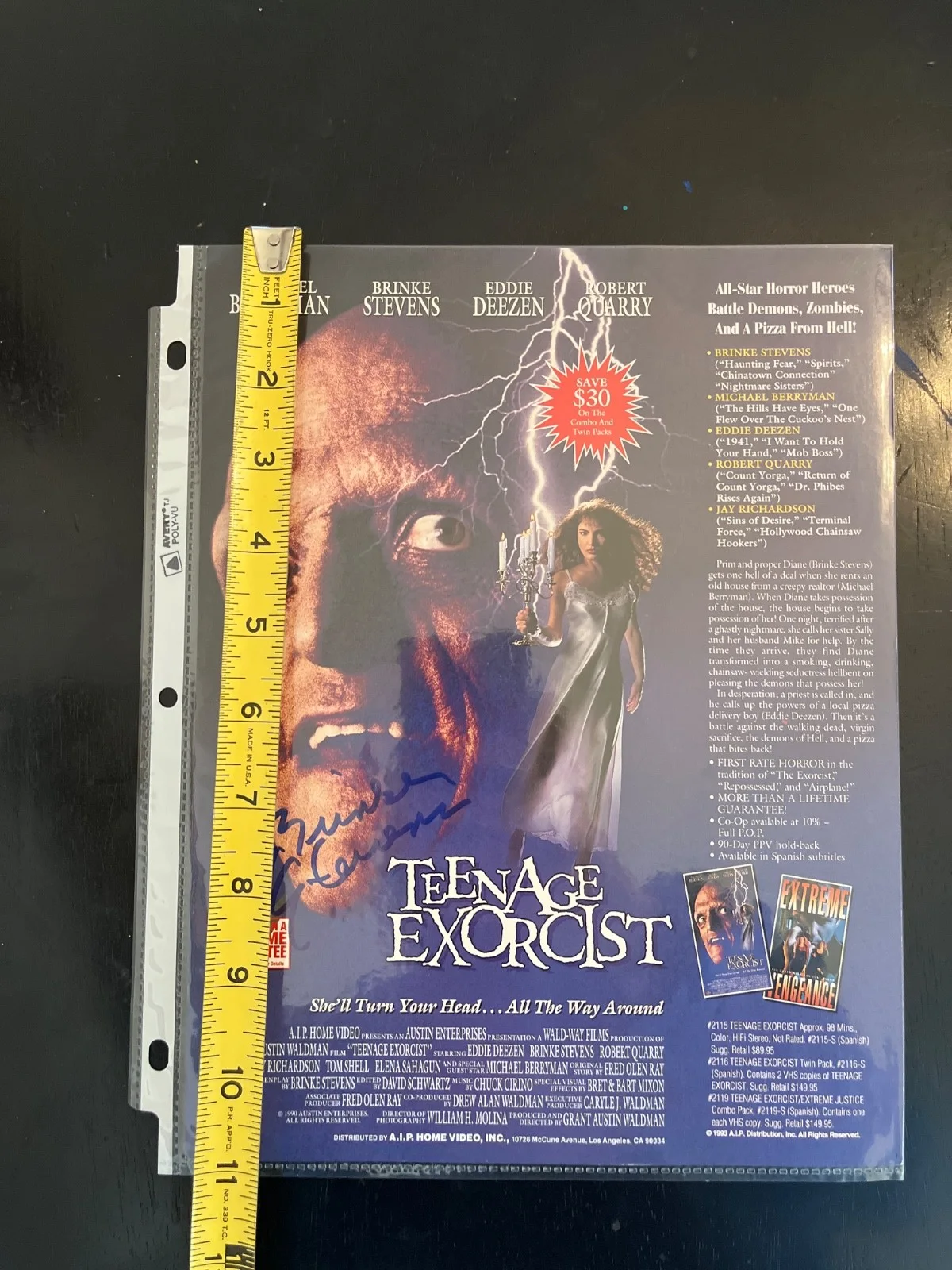 Brinke stevens signed Teenage Exorcist 8x10 Movie DVD Ad Two Sided, image 3