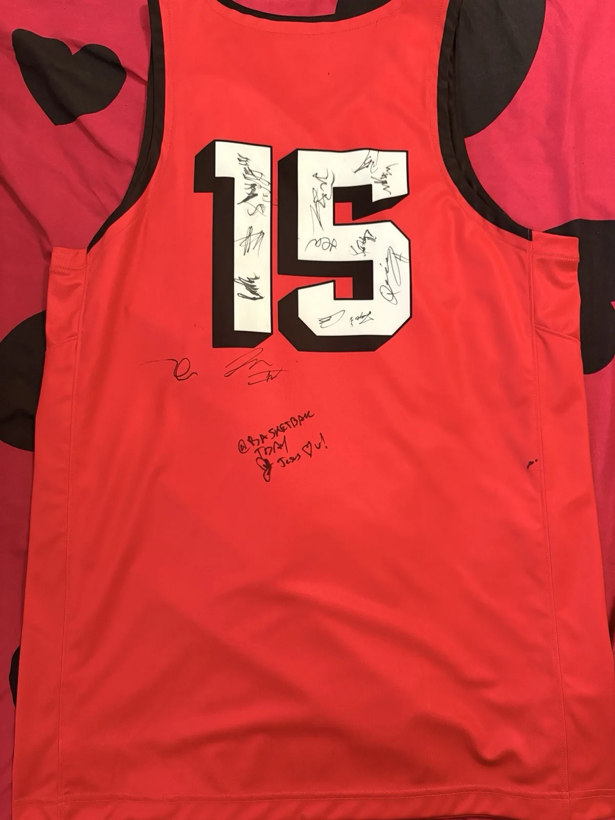 Champion Team Cam 15 Red Basketball Jersey Autographed Original Signed, изображение 2