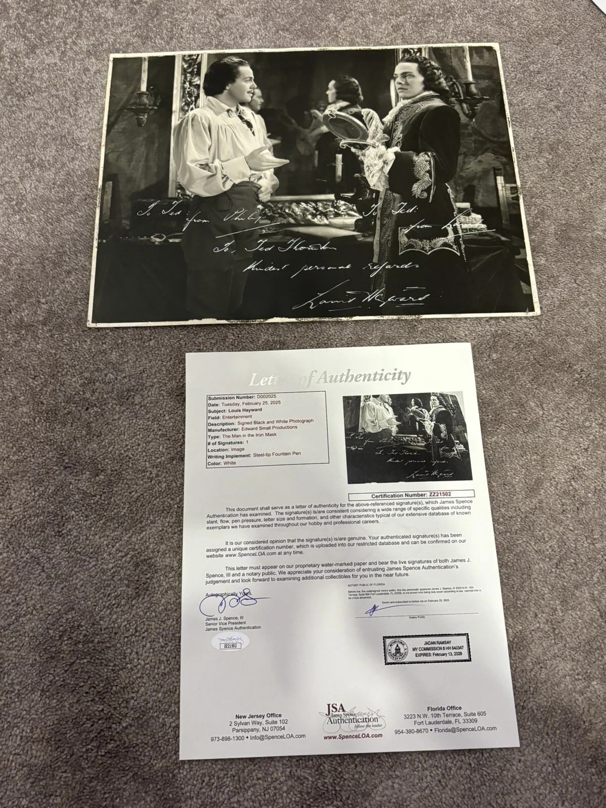 Louis Hayward Man In Iron Mask 1939 Signed Autograph Jsa Photo Rare! Pleaseread, изображение 5
