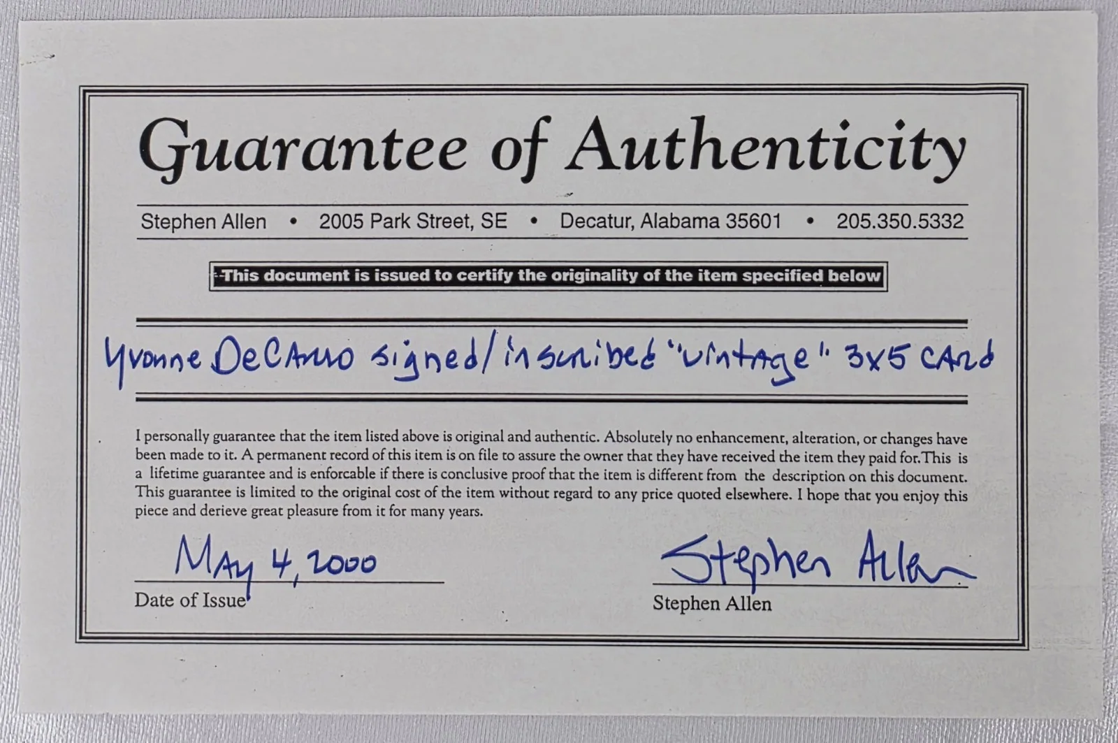 Yvonne De Carlo — Munsters Yvonne De Carlo Autograph w/ COA 11x14 Matte, изображение 5