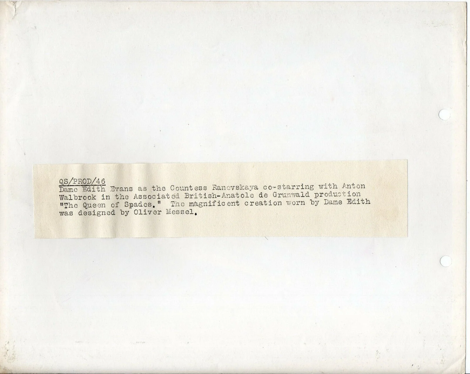 QUEEN OF SPADES 1948 EDITH EVANS Oliver Messel 10x8 PORTRAIT #46, image 2