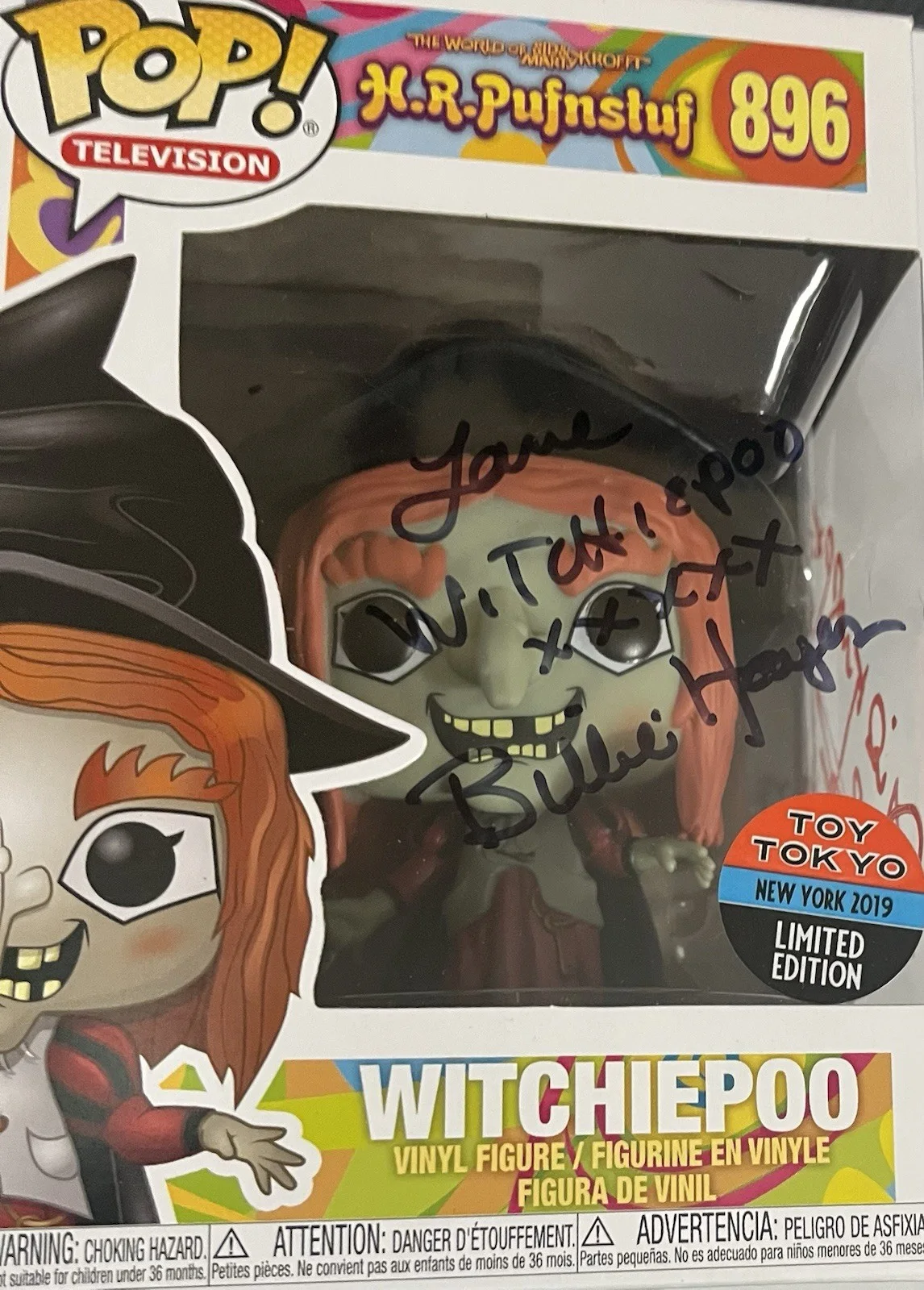 Billie Hayes, Sid Korfft — SIGNED SID KROFFT & BILLIE HAYES HR PUFFNSTUFF WHITCHIEPOO FUNKO POP #896 JSA, изображение 2