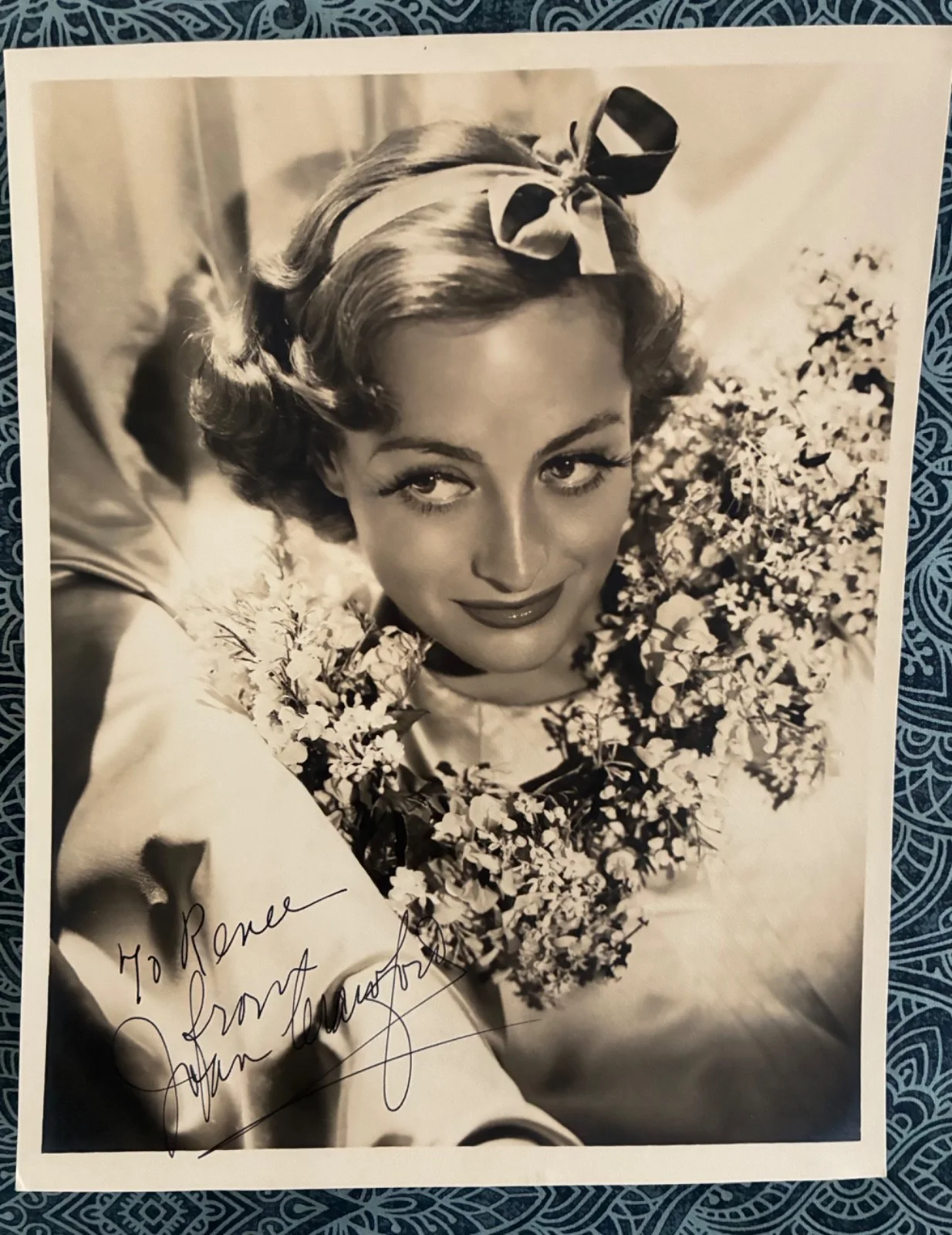 Joan Crawford — JOAN CRAWFORD Signed 8x10 Vintage Portrait Autographed "To Renee" - MGM Era