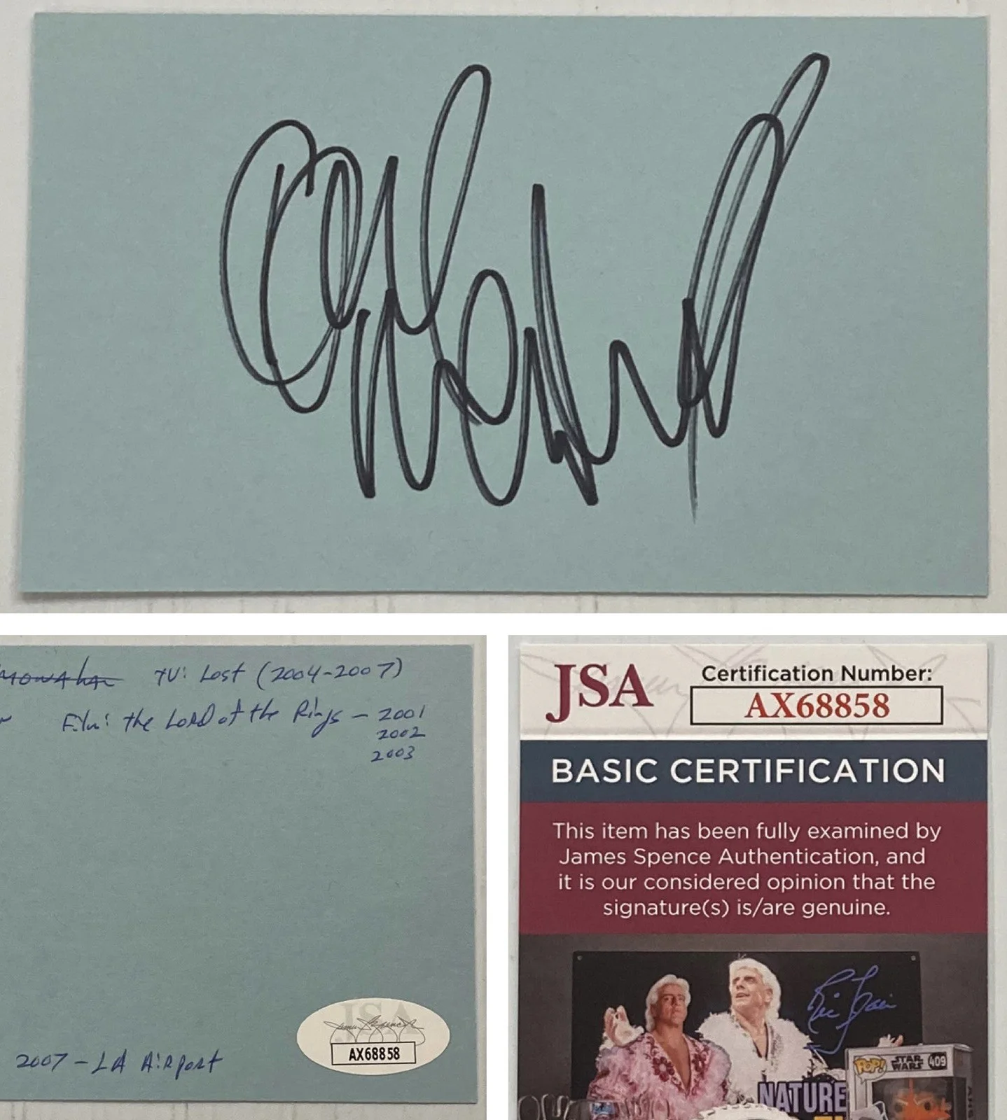 Dominic Monaghan — Lord Of The Rings Dominic Monaghan Signed Autograph 3x5 Index Card JSA - FREE SH