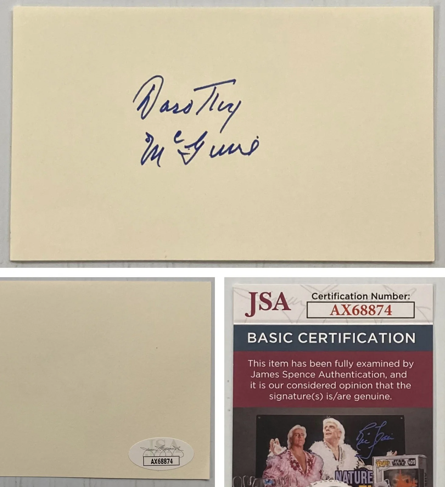 Dorothy McGuire — Old Yeller Dorothy McGuire Signed Autograph 3x5 Index Card - JSA Cert - FREE S&H