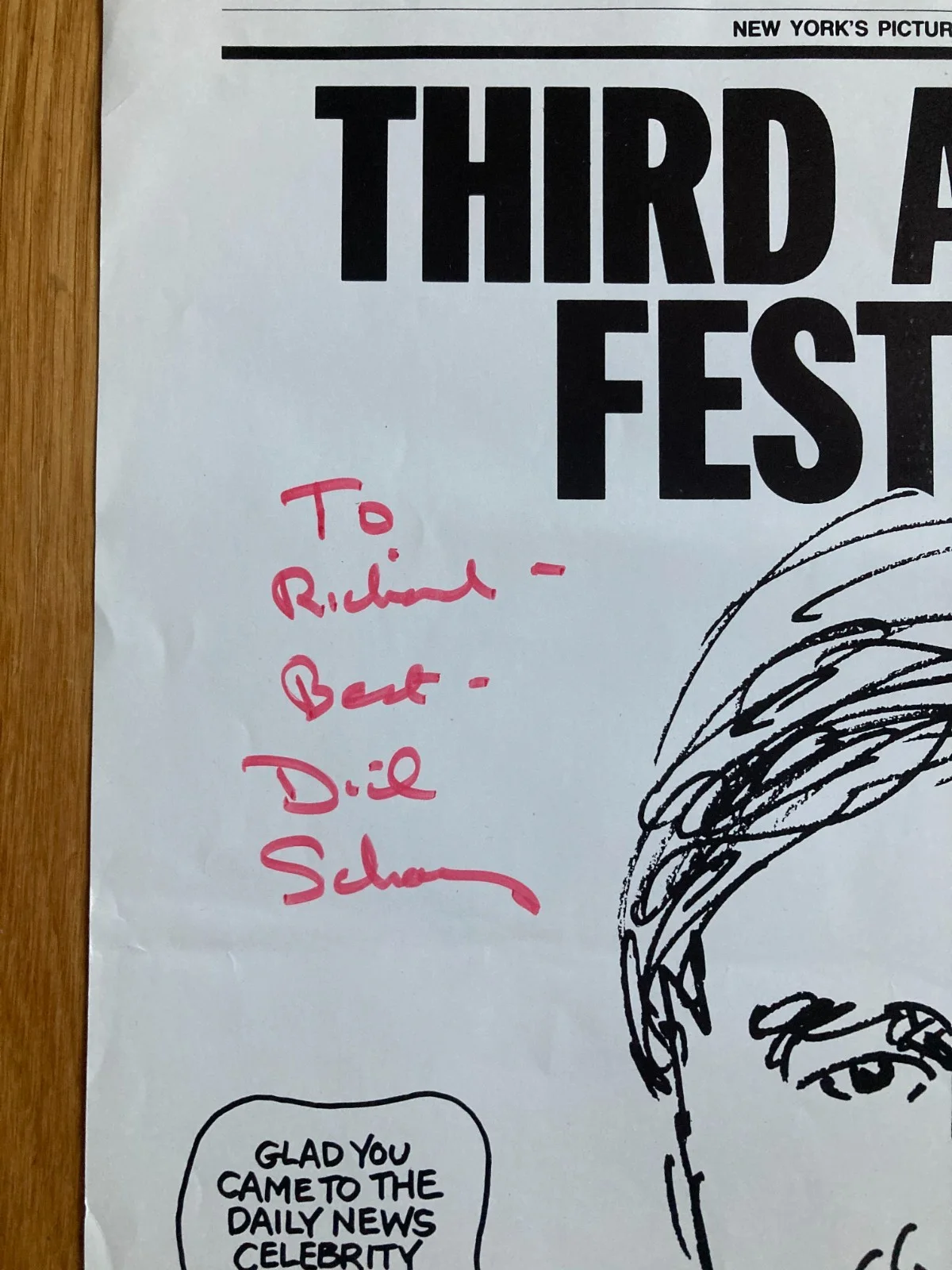 Dick Schaap — Dick Schaap Signed Autographed 11x15 Daily News 3rd Ave Festival Poster Print, изображение 2
