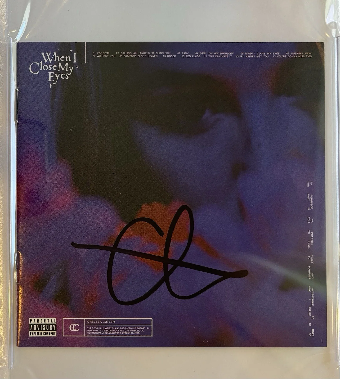 Chelsea Cutler Autographed/Signed When I Close My Eyes CD Booklet PSA Encap!, изображение 2