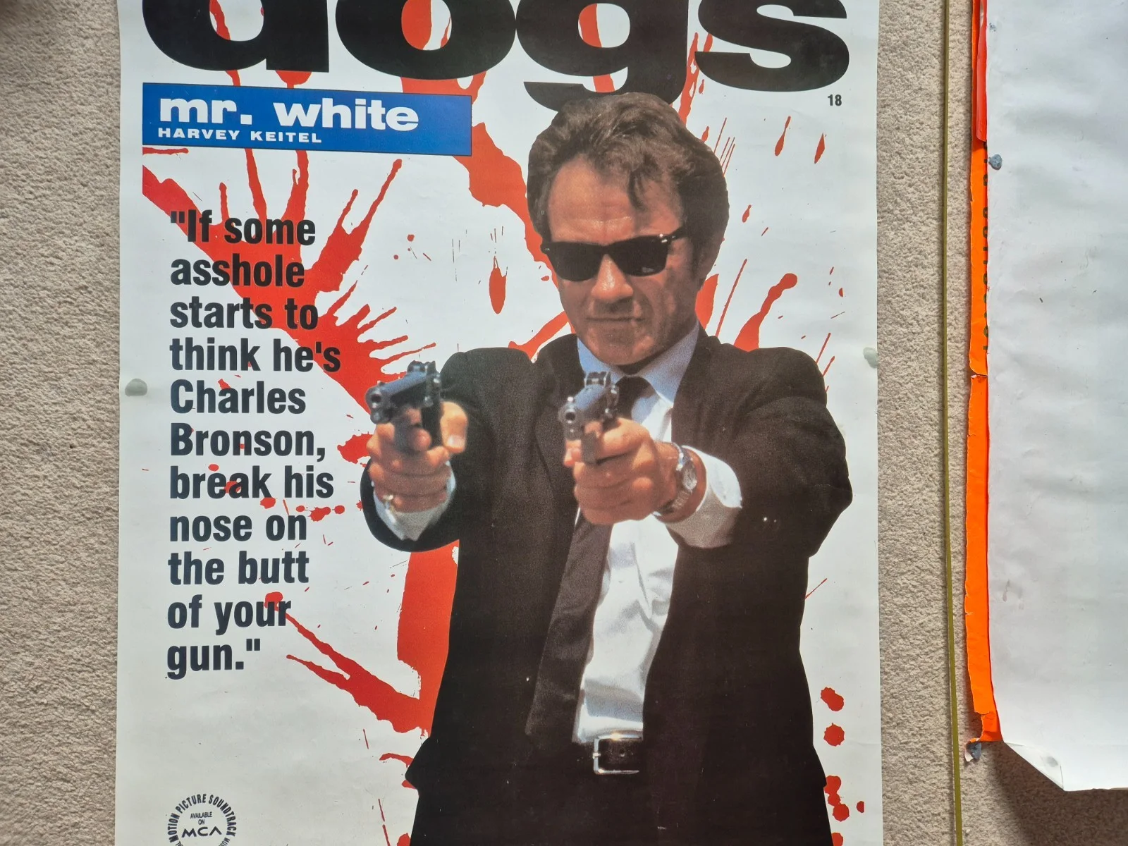 Reservoir Dogs Poster, Mr White, Harvey Keitel, Tarantino 34" x 24" approx, изображение 2