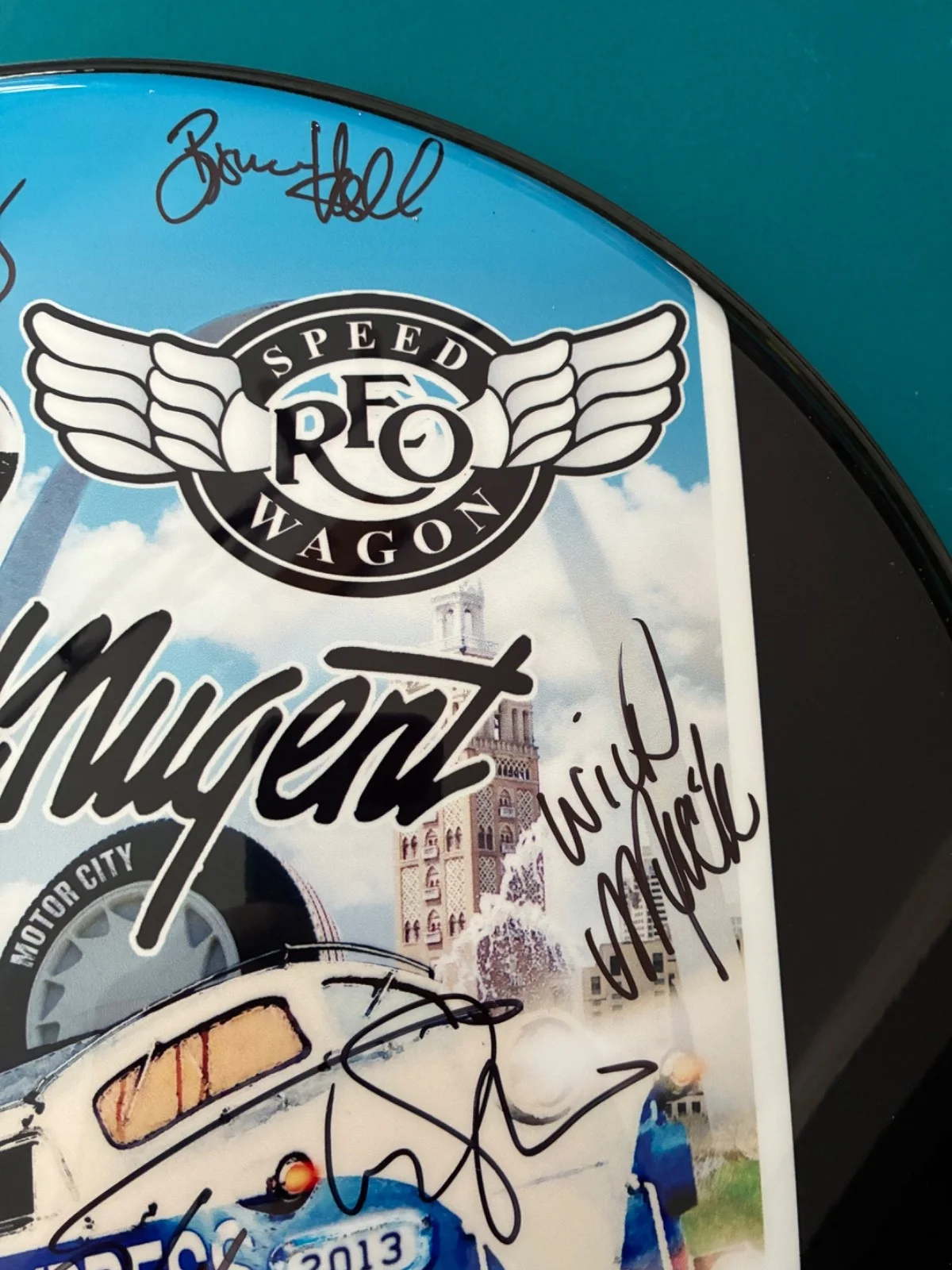 Rare 2013 Midwest Rock and Roll Express signed Drumhead Reo,Styx and Ted Nugent, изображение 3