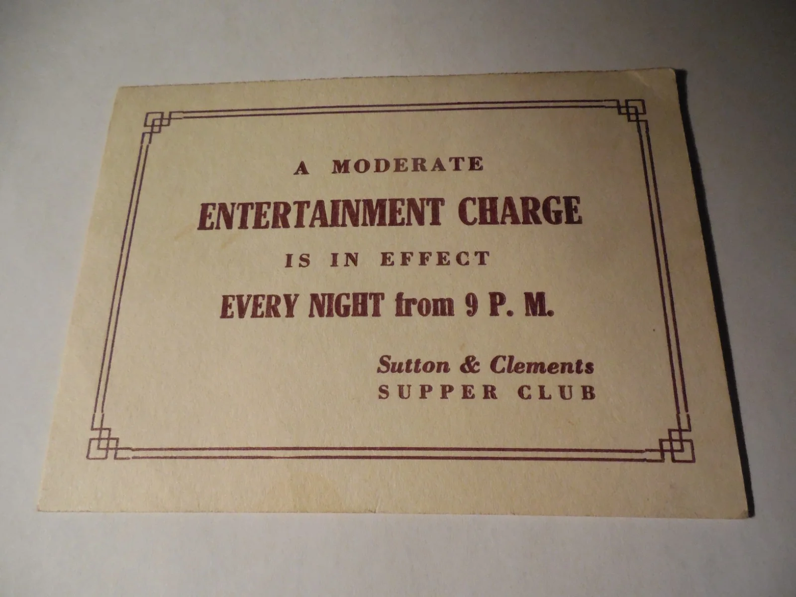 The Ames Bros. Signed Card, Sutton & Clements Supper Club Entertainment Charge, изображение 2