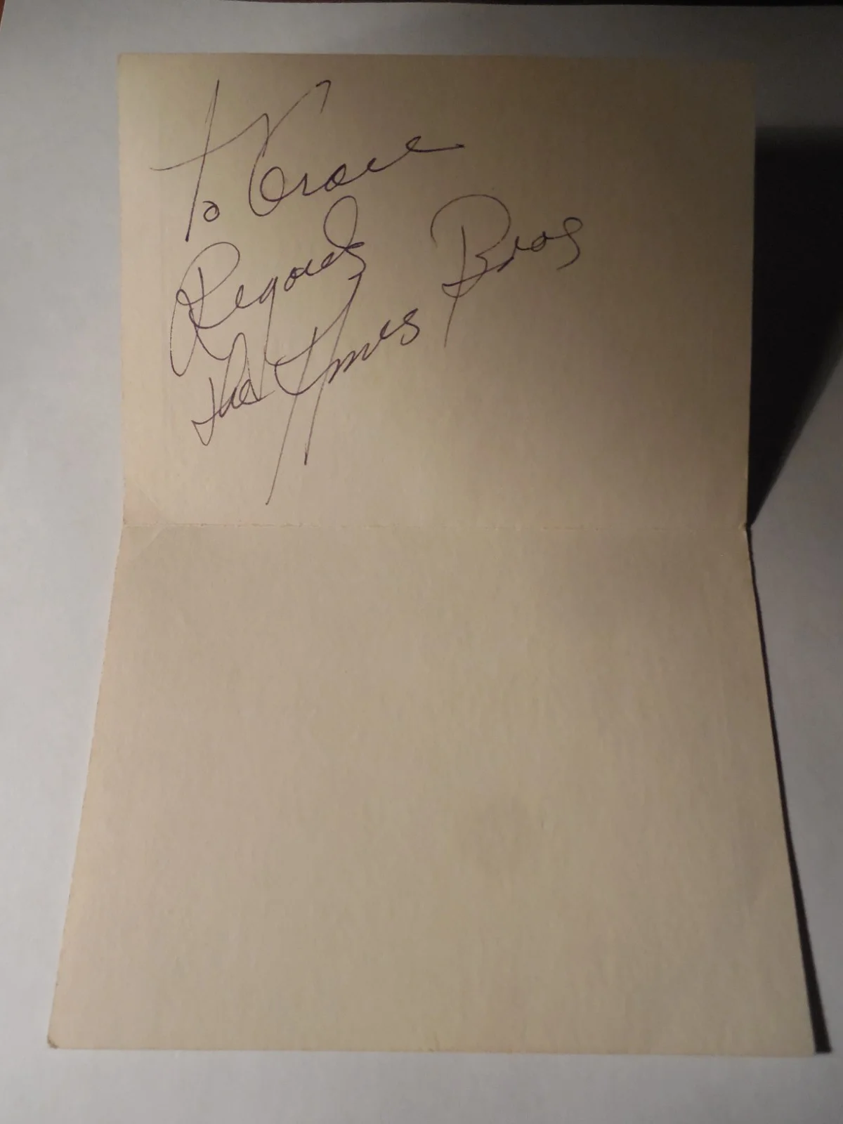 The Ames Bros. Signed Card, Sutton & Clements Supper Club Entertainment Charge, изображение 3