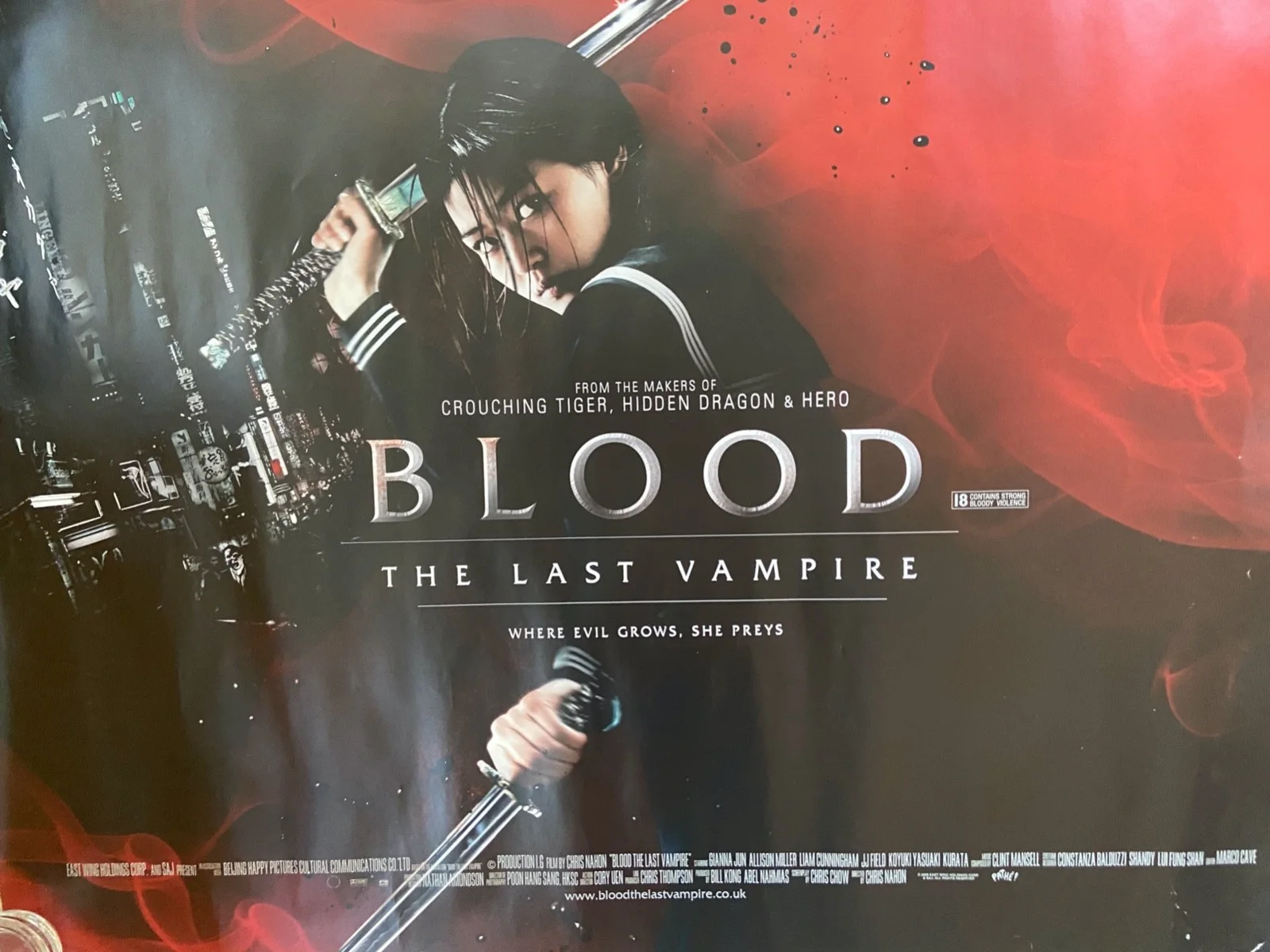 BLOOD - The Last Vampire. Original British DS Quad Cinema Poster Rolled 30x40, image 5
