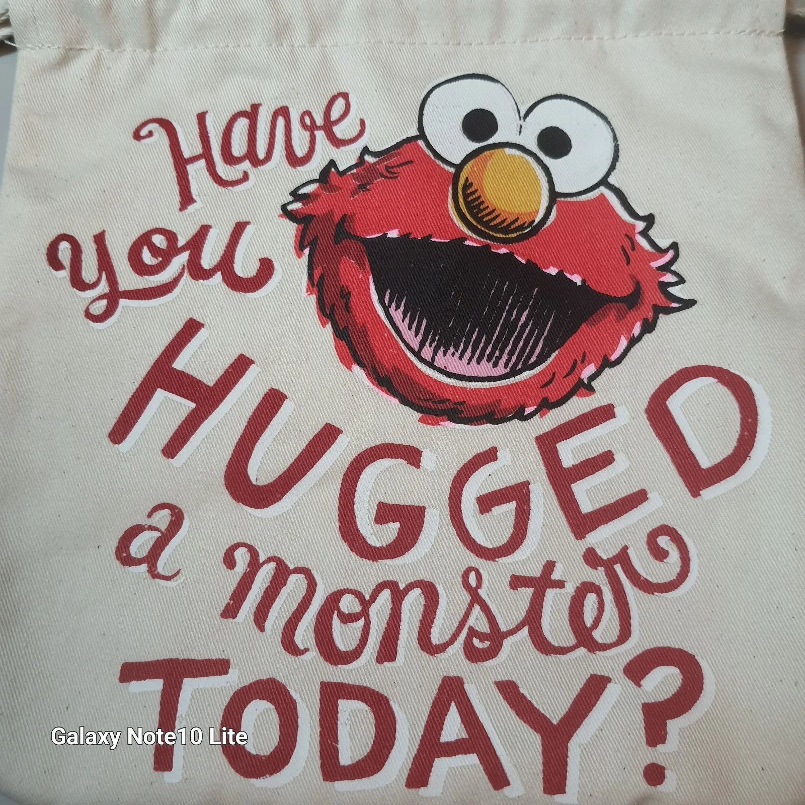 2016 Elmo Sesame Street canvas pull string bag Universal Studios Singapore, image 2
