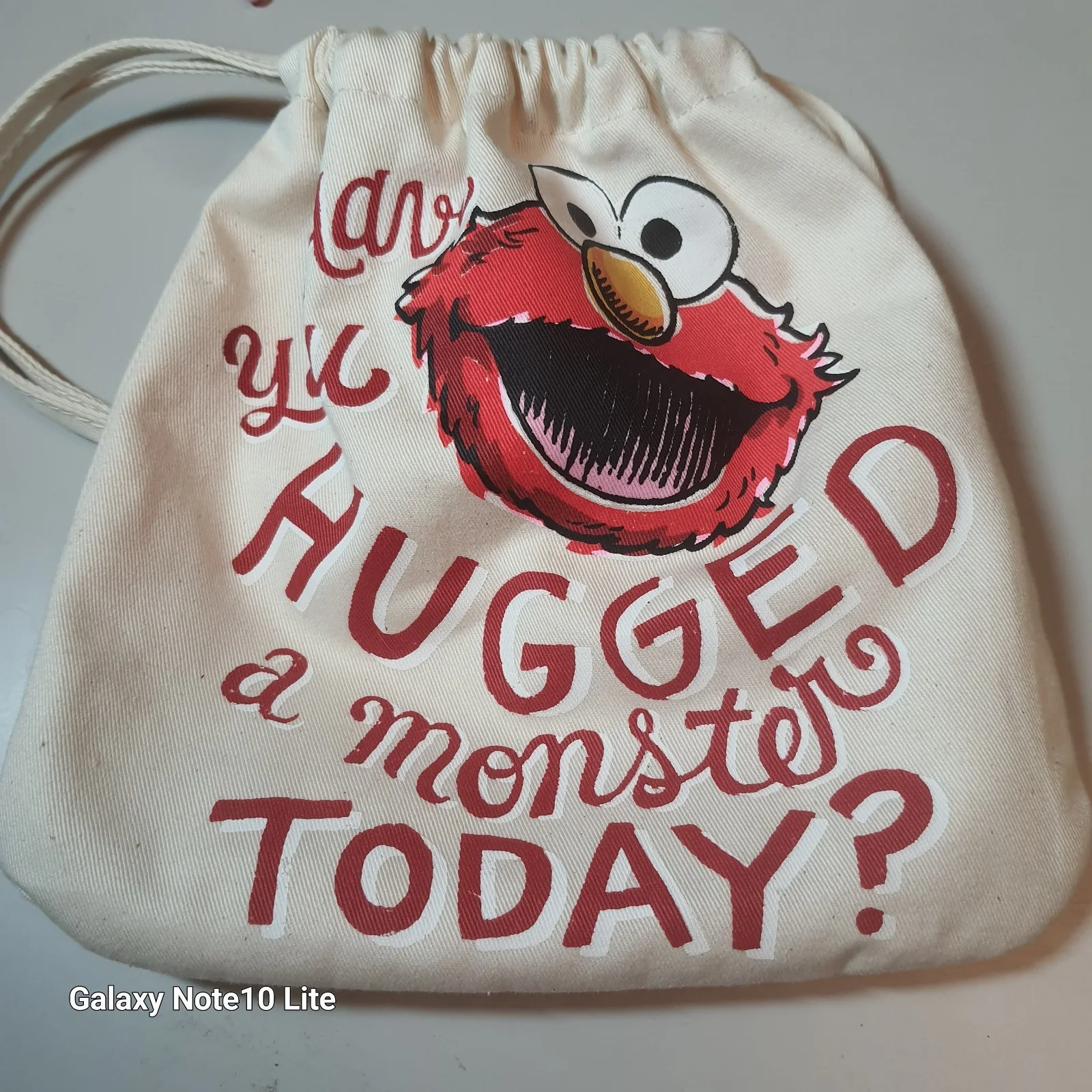 2016 Elmo Sesame Street canvas pull string bag Universal Studios Singapore, image 3