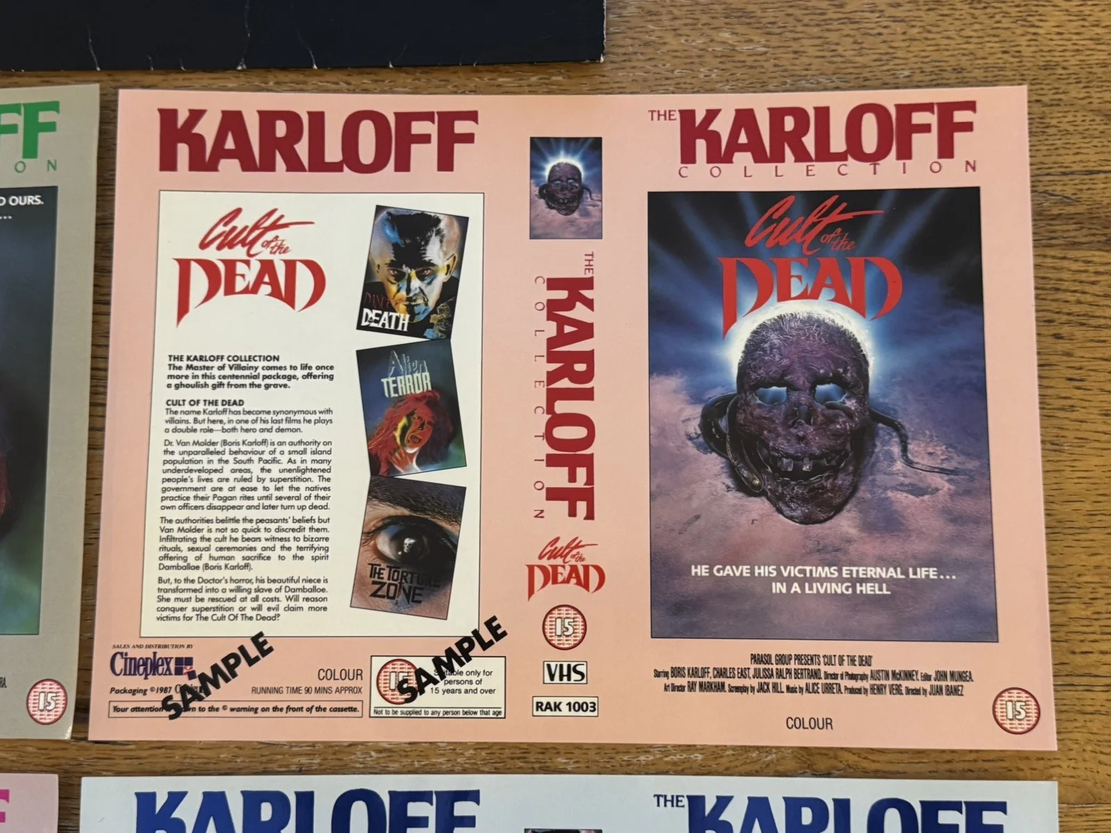 Karloff Collection 1987 Video Shop VHS promotion 4 sample sleeves rare pack, изображение 3