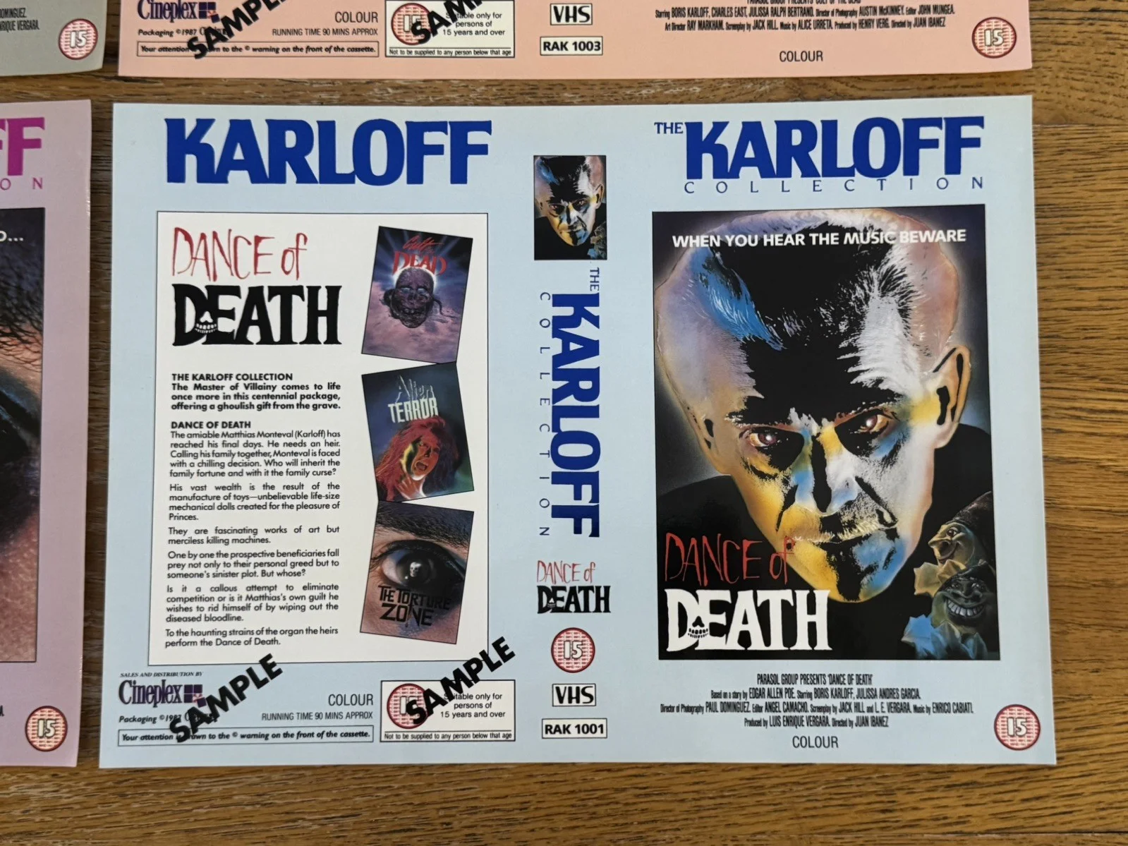 Karloff Collection 1987 Video Shop VHS promotion 4 sample sleeves rare pack, изображение 4