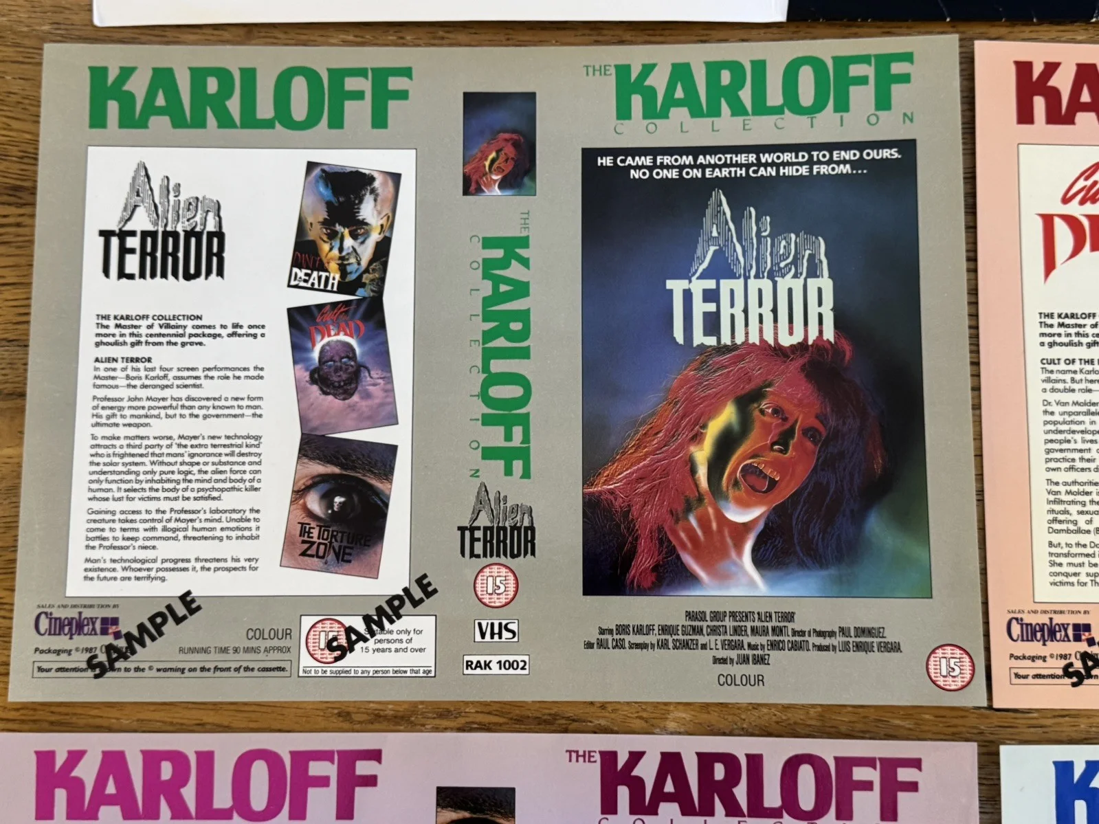Karloff Collection 1987 Video Shop VHS promotion 4 sample sleeves rare pack, изображение 5