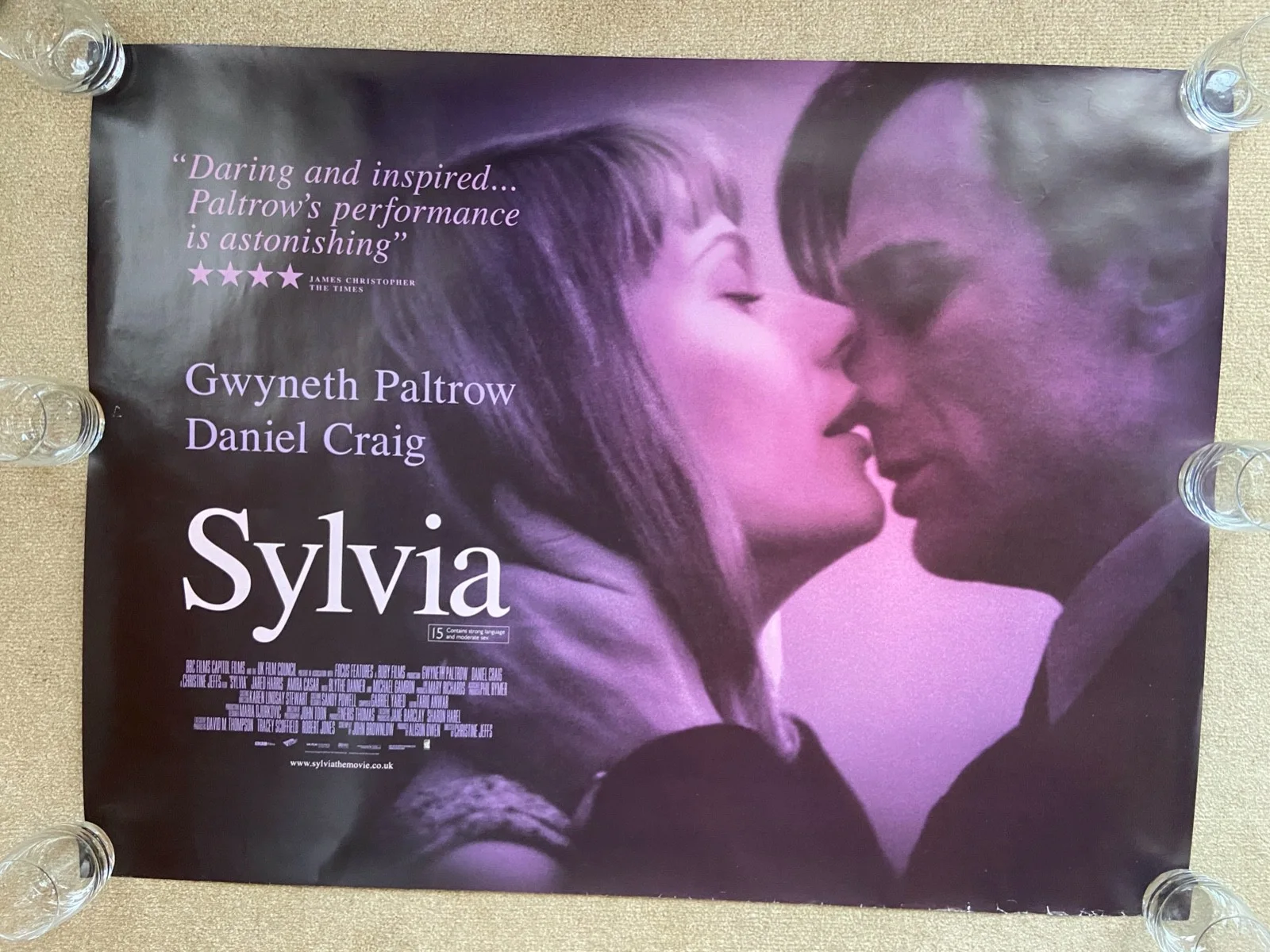 SYLVIA. Gwyneth Paltrow Daniel Craig Original DS Quad Cinema Poster Rolled 30x40, изображение 2